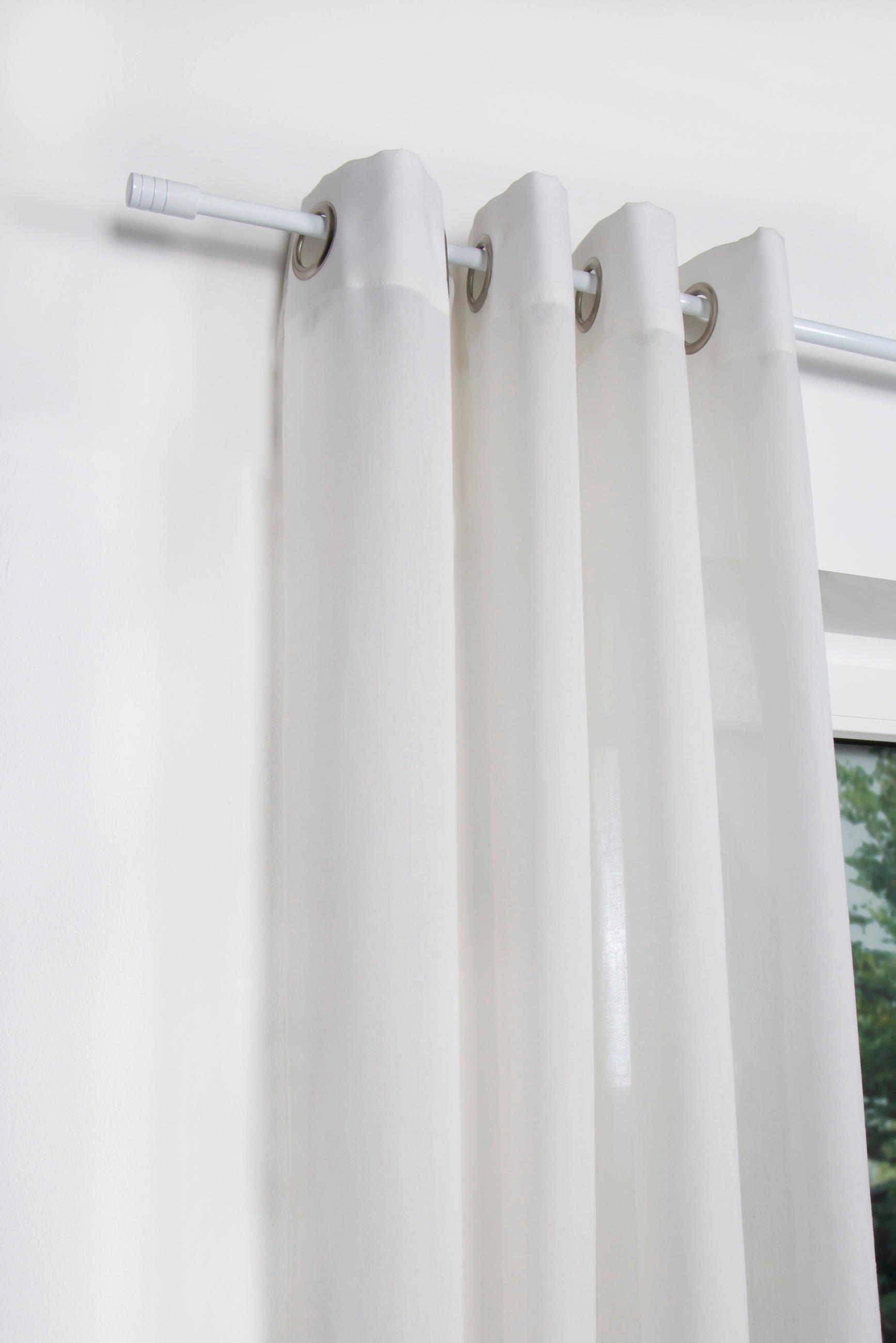 Gardinenstange weiß Aluminium ausziehbar von ca. 120 bis 210 cm 1.0 Läufe