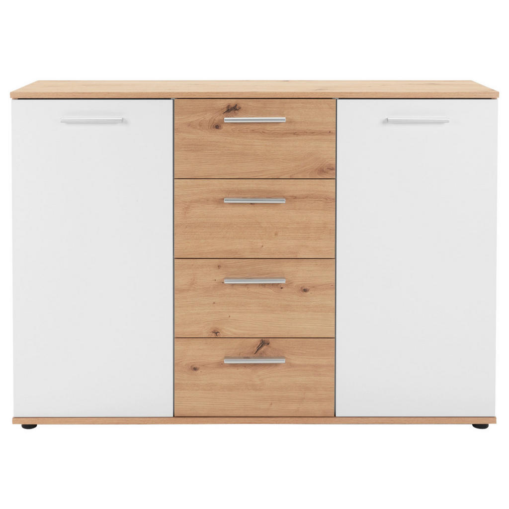 Thumbnail - Kommode Jacky 2 Eiche Artisan Nachbildung weiß B/H/T: ca. 120x85x35 cm