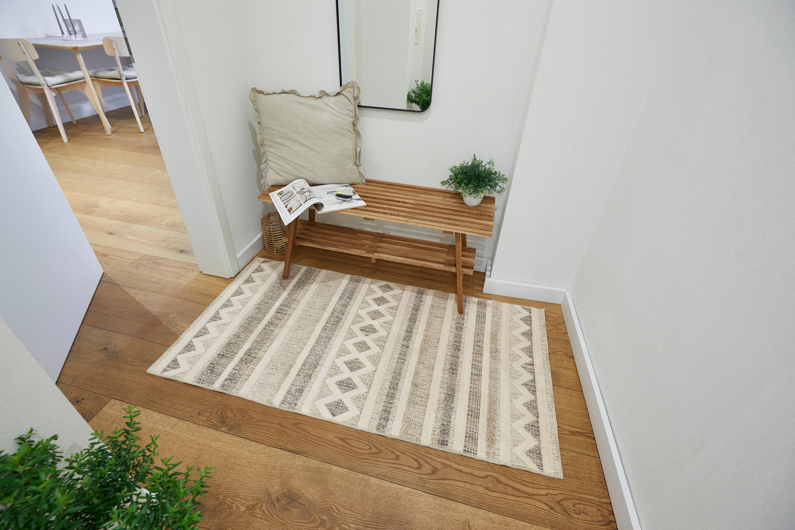 Thumbnail - Webteppich Crosby Cremegrau B/L: ca. 80x150 cm