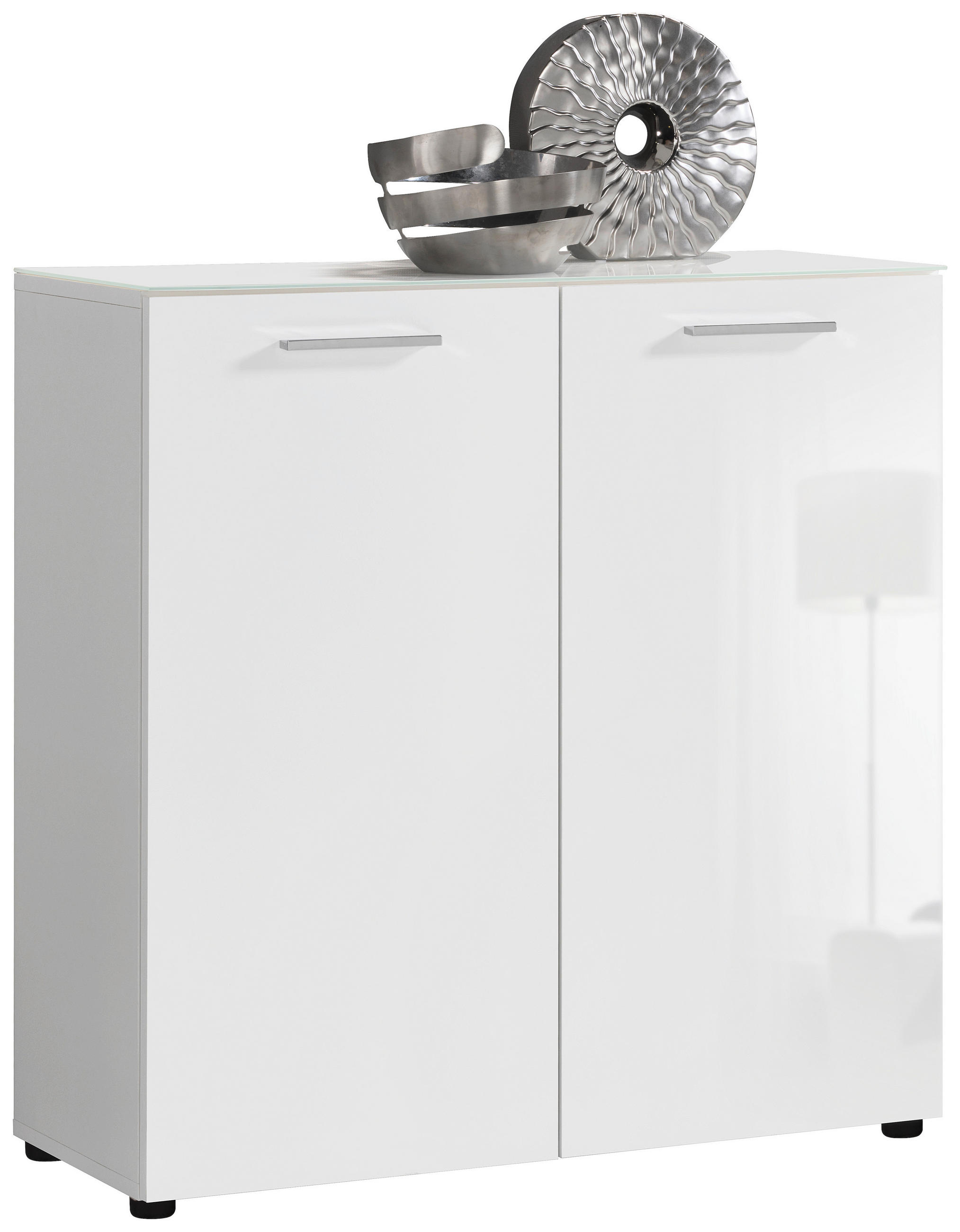 Thumbnail - Kommode Rio weiß weiß glänzend B/H/T: ca. 80x83x35 cm