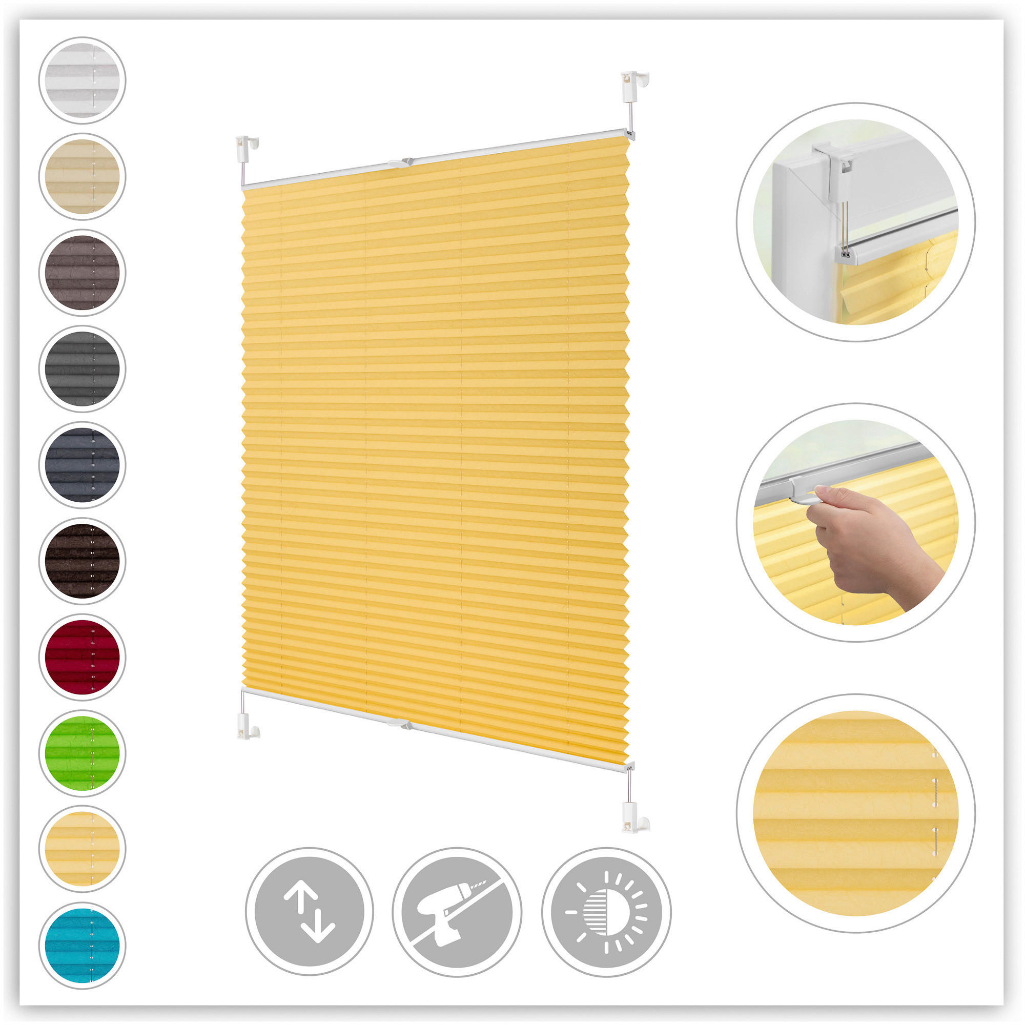 Thumbnail - LICHTBLICK Spannplissee gelb B/L: ca. 50x130 cm