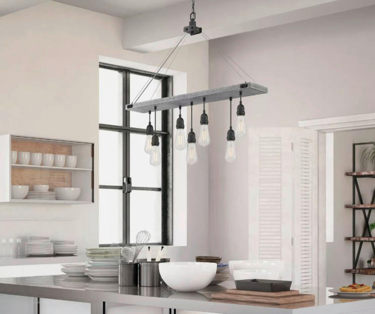 Thumbnail - Westinghouse Kronleuchter Ashwood grau Metall B/H/L: ca. 17x74x19 cm E27 7 Brennstellen