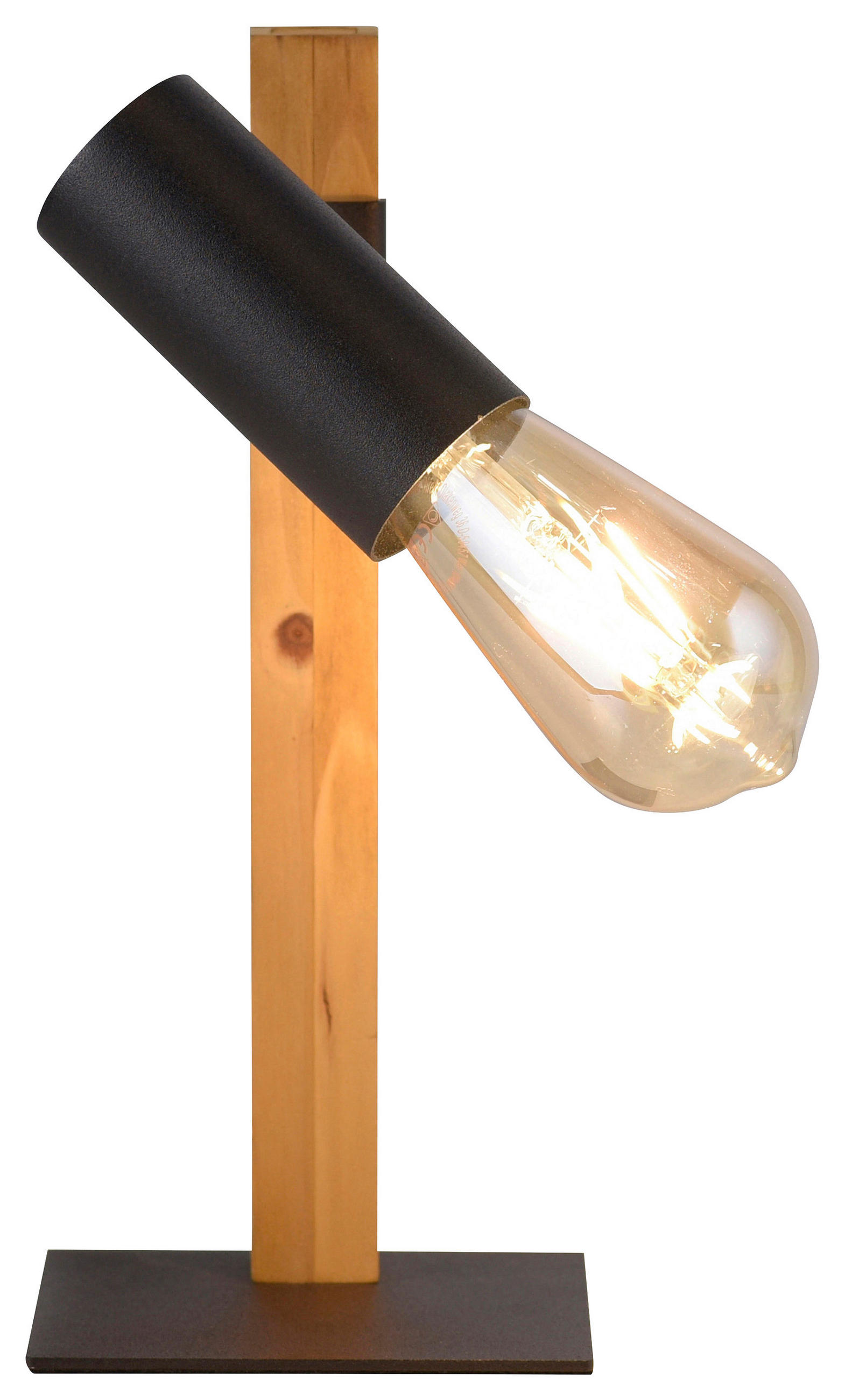 Just Light Tischleuchte PILON 15164-18 natur schwarz Holz Metall B/H/T: ca. 13x32,5x13,5 cm E27 1 Brennstellen