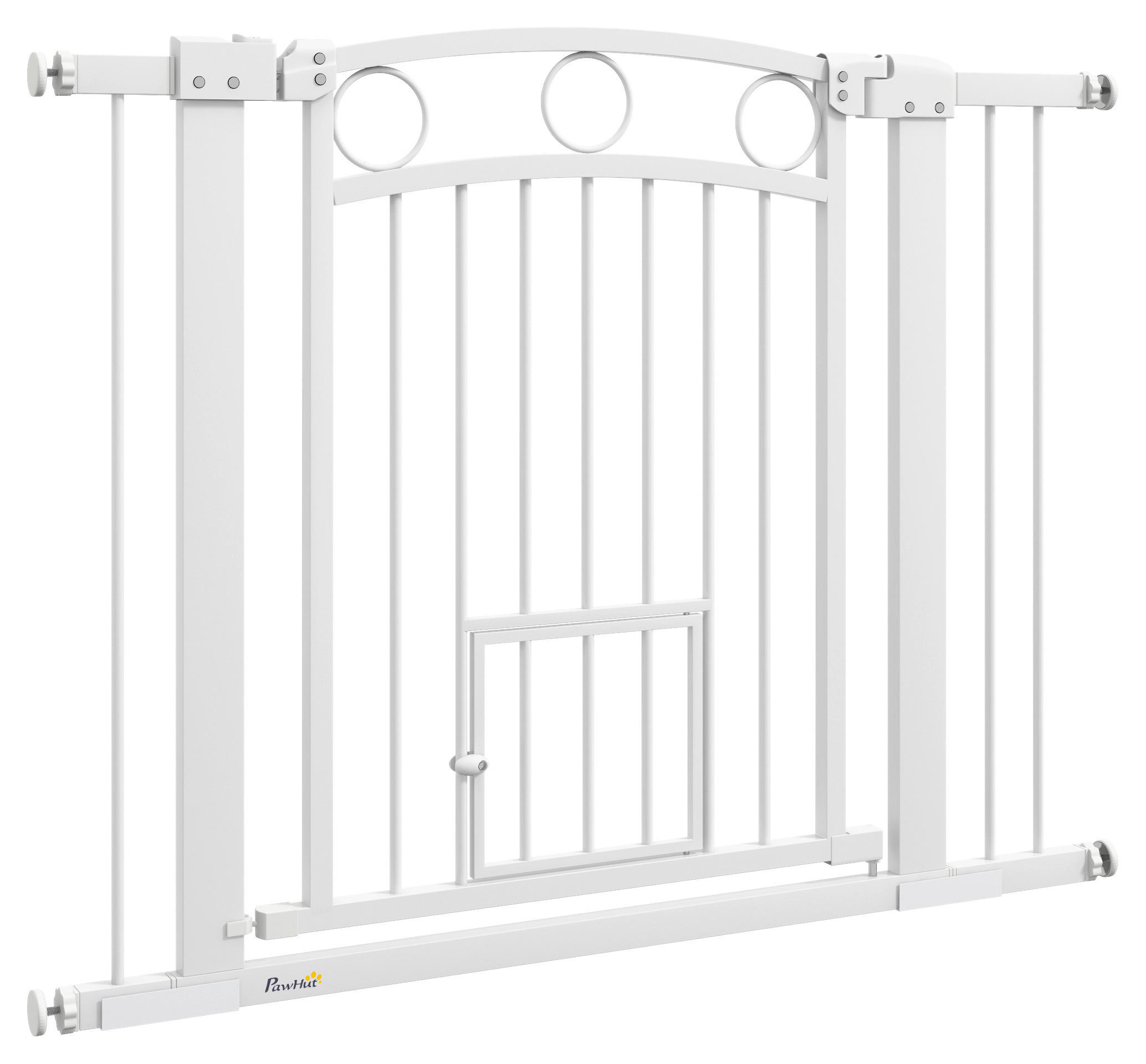 PawHut Türschutzgitter weiß Stahl B/H/L: ca. 5x77x104 cm