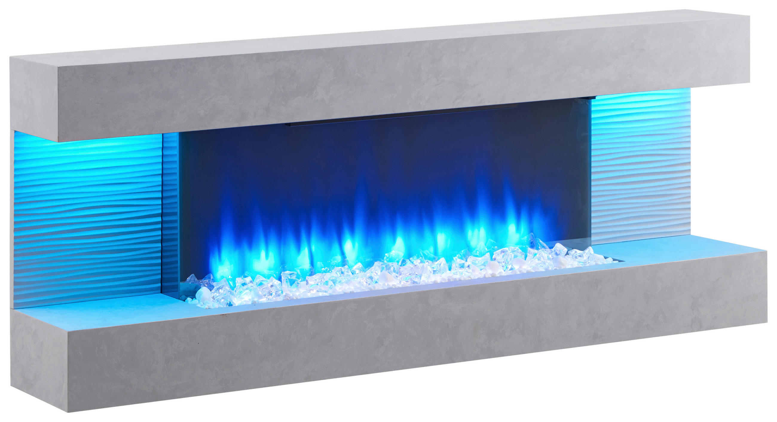 Balderia Wandkamin Elektrischer-Kamin Hestia grau MDF B/H/T: ca. 152x59x25 cm