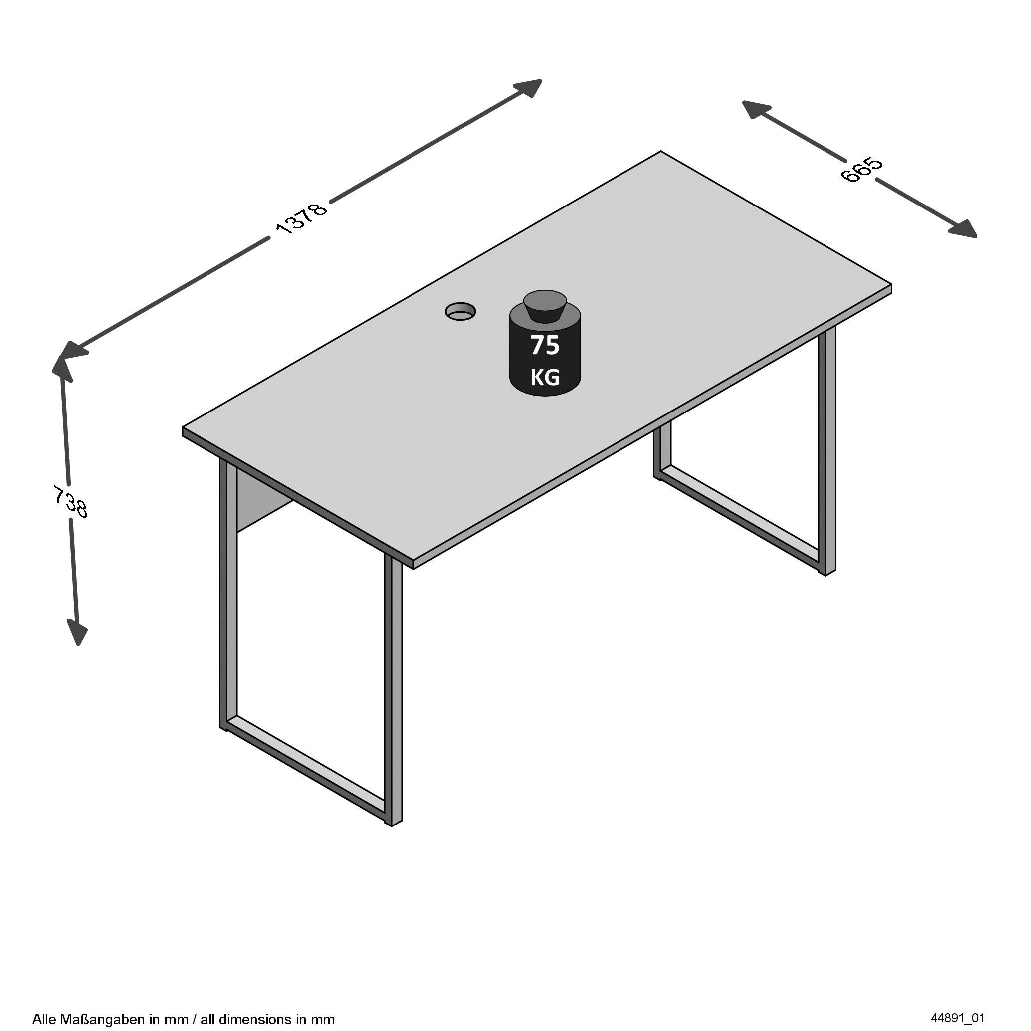 Thumbnail - Schreibtisch  B/H/T: ca. 138x74x67 cm