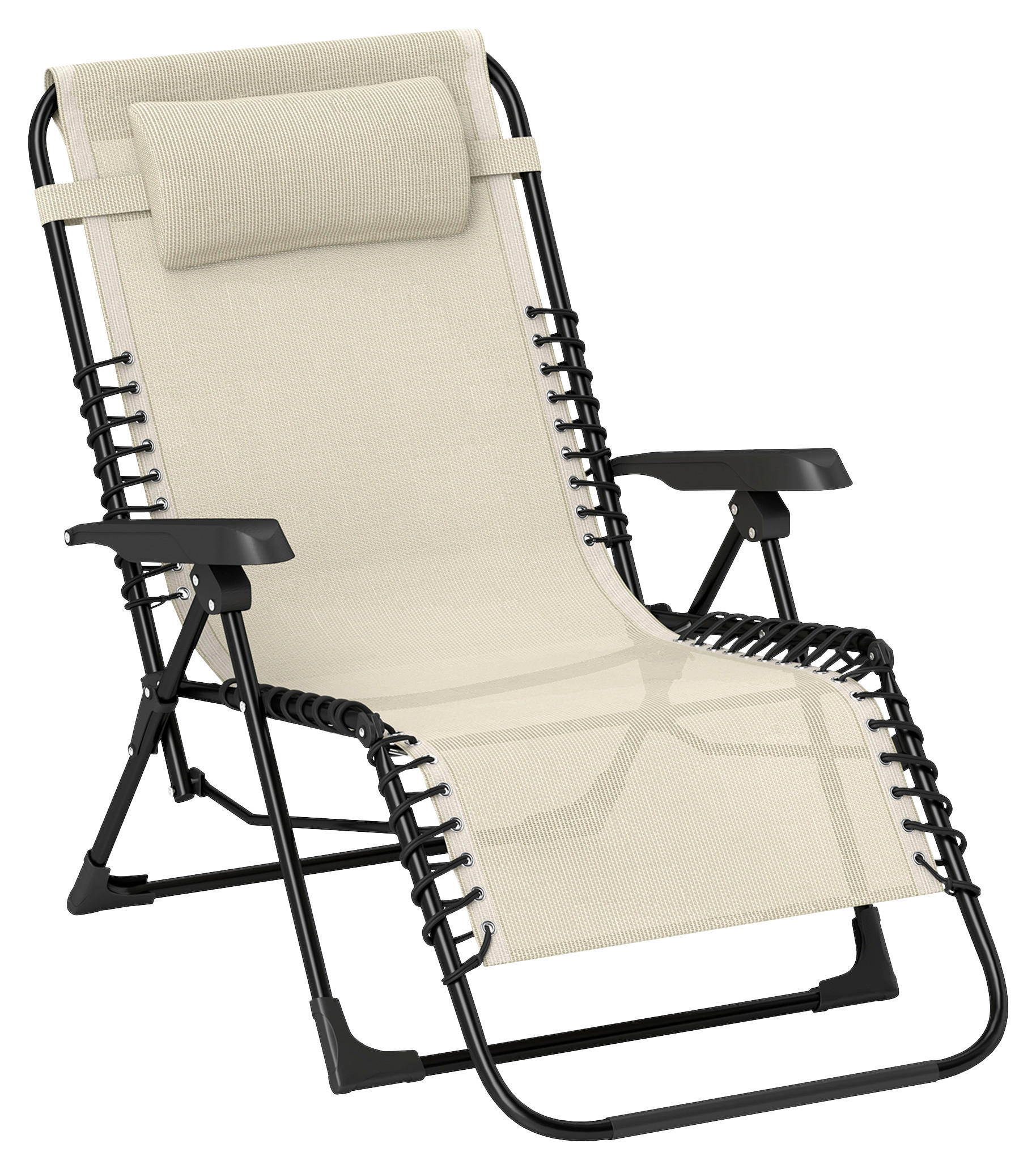 Outsunny Sonnenliege beige Netzstoff B/H/L: ca. 65x112x90 cm