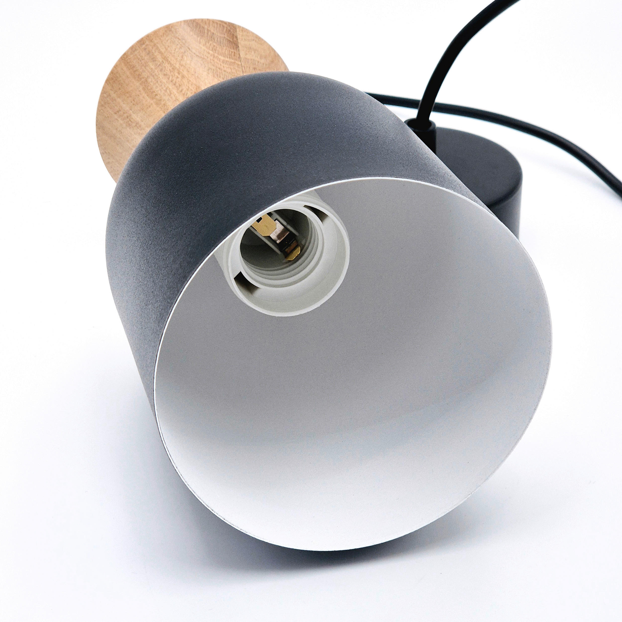 Thumbnail - Lamkur Hängeleuchte schwarz Eiche Stahl Holz B/H/L: ca. 11x102x11 cm E27 1 Brennstellen