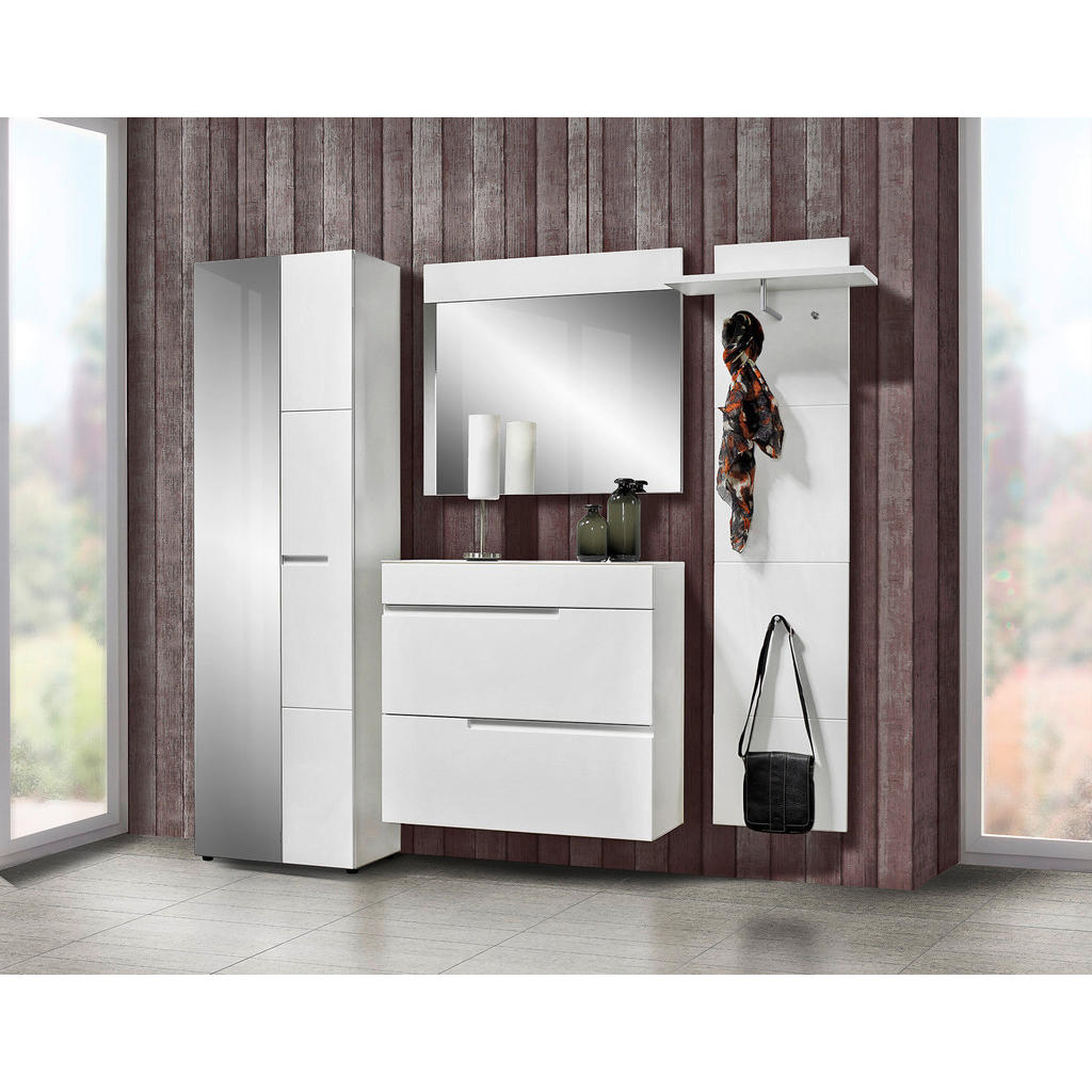 Thumbnail - Wandspiegel Mailand weiß Hochglanz B/H: ca. 90x78 cm