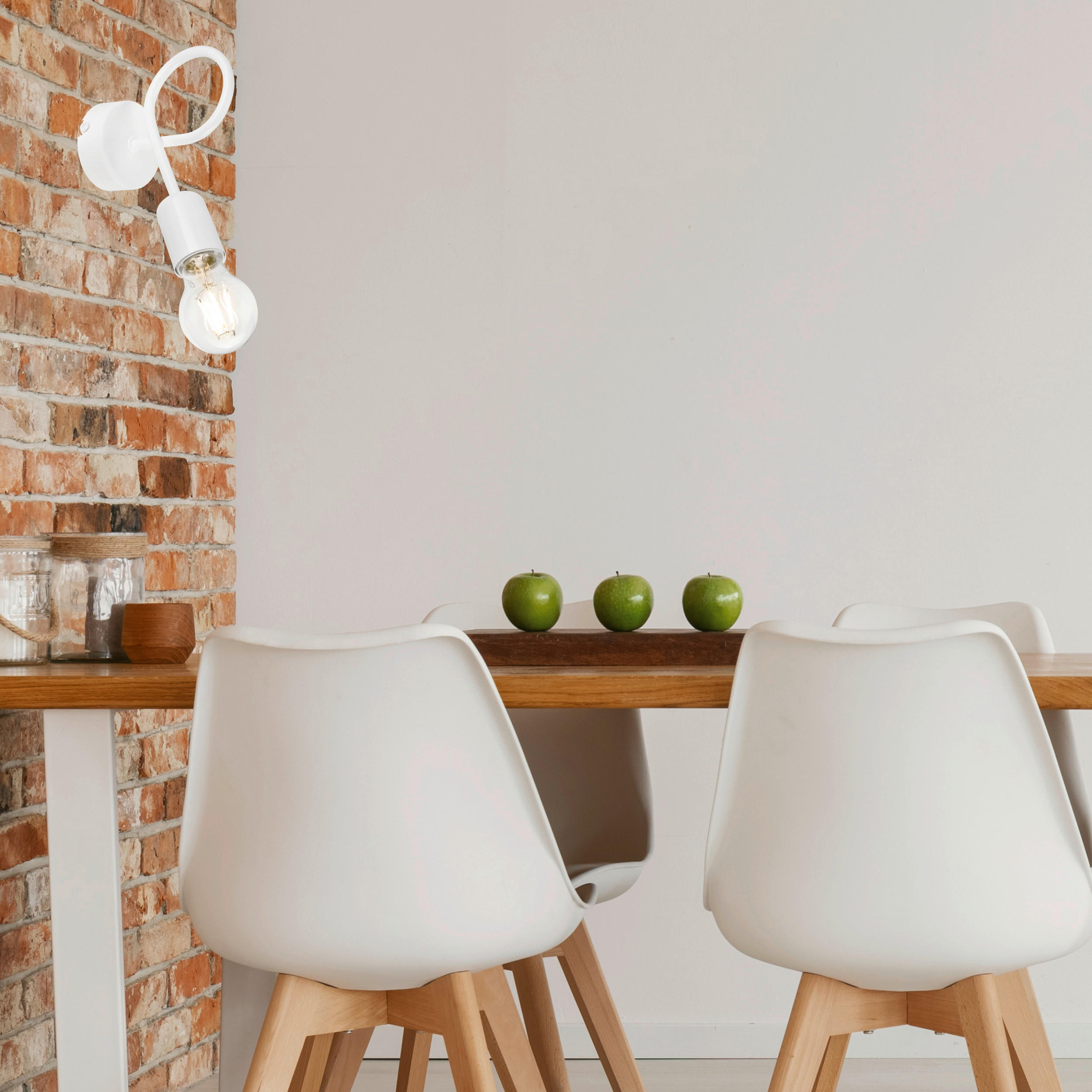 Thumbnail - Lamkur Wandleuchte CAMILLA 36878 weiß Stahl H/L: ca. 18x8 cm E27 1 Brennstellen