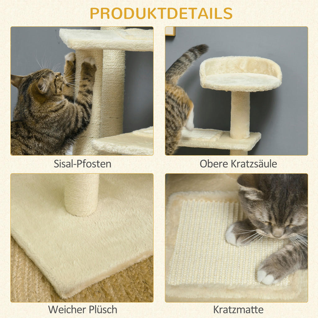 Thumbnail - PawHut Katzenkratzbaum beige Spanplatte B/H/L: ca. 50x100x50 cm