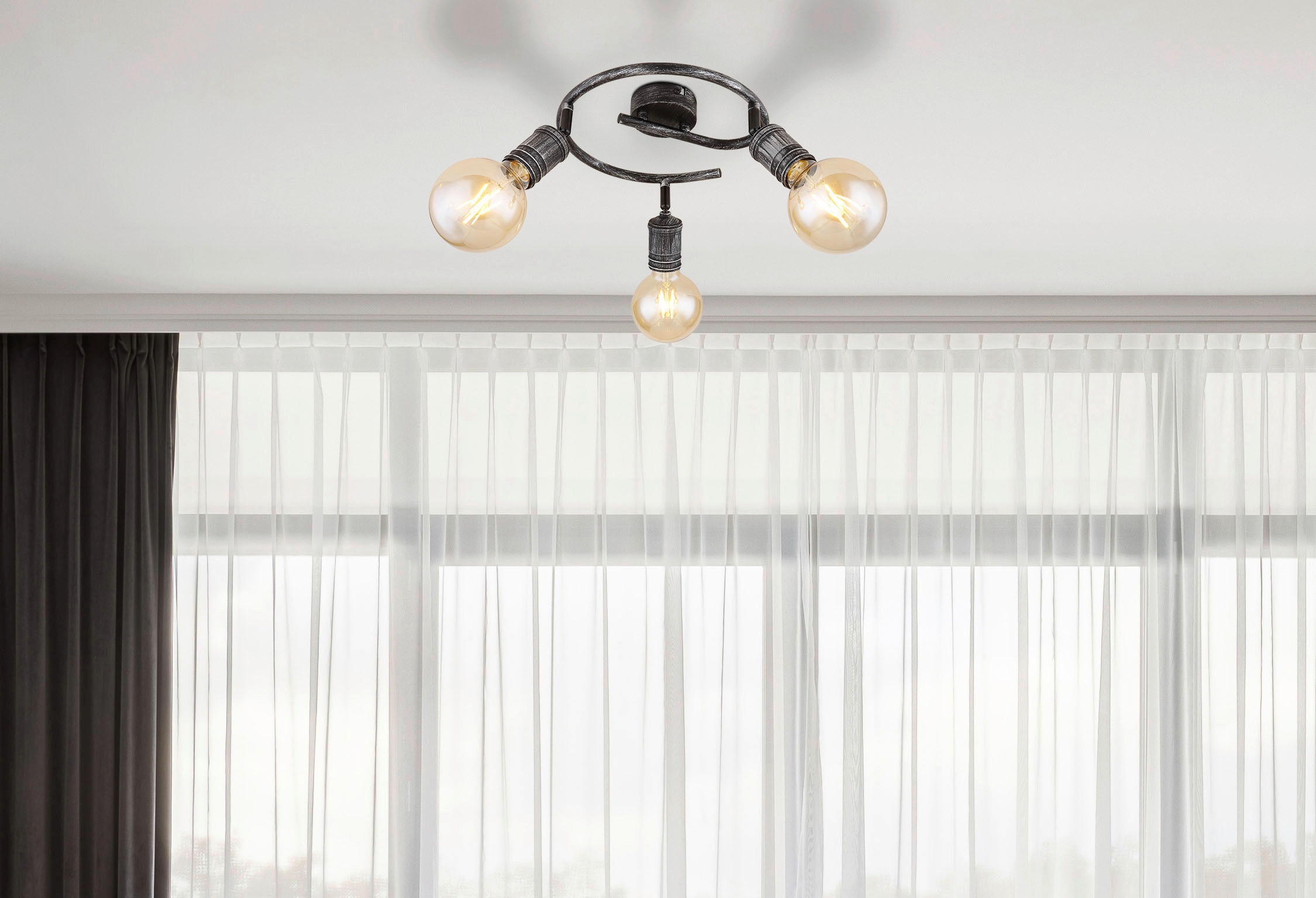 Thumbnail - GLOBO Spot nickel matt Metall H/D: ca. 11x25 cm E27 3 Brennstellen