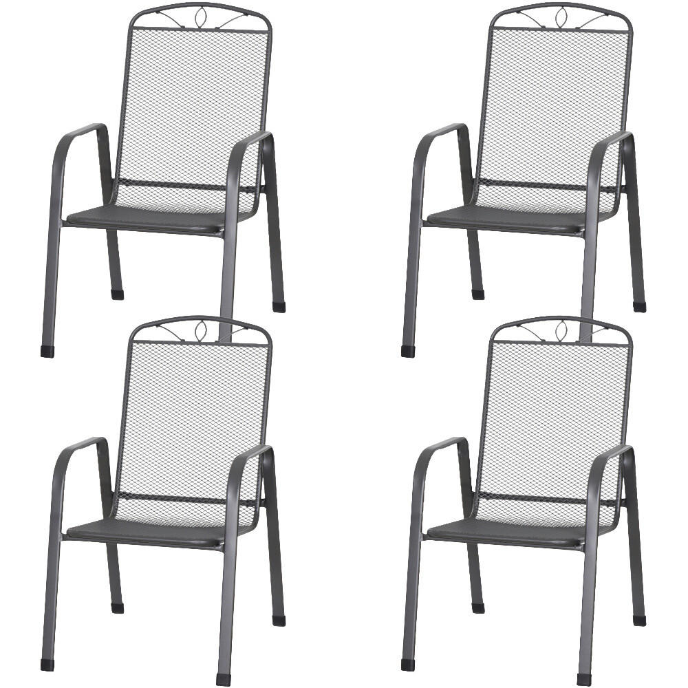 Gardamo Stapelsessel 4er Set ELDA anthrazit Stahl B/H/L: ca. 57x94x75 cm