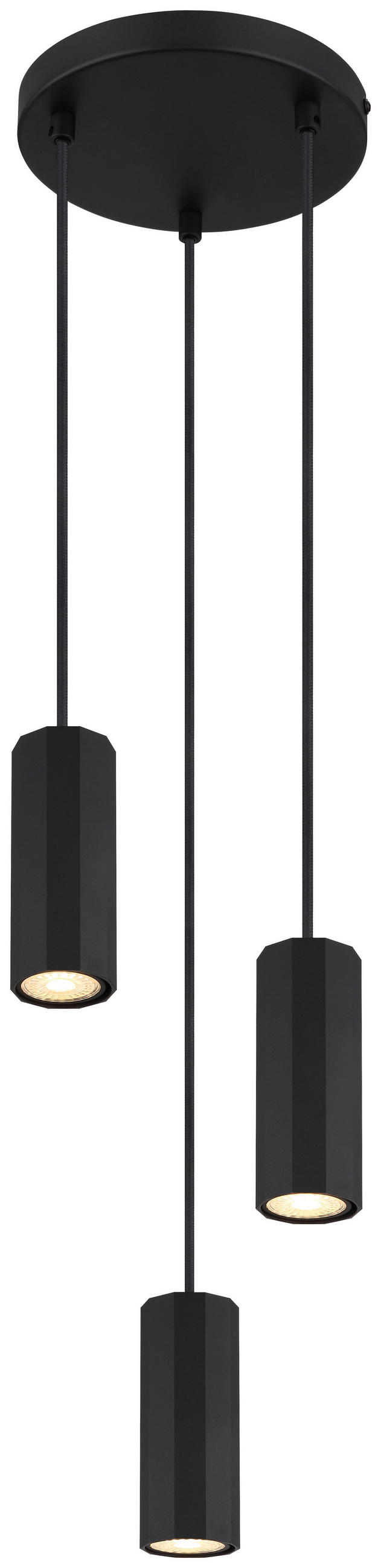 GLOBO Pendelleuchte JAMES 57918-3HB mattschwarz Metall Kunststoff H/D: ca. 120x21 cm GU10 3 Brennstellen