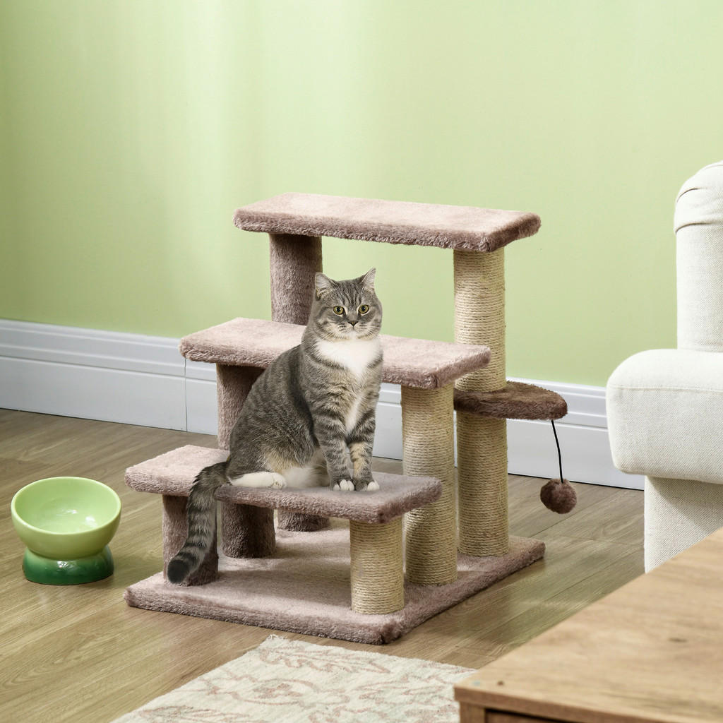 Thumbnail - PawHut Katzentreppe braun Spanplatte B/H/L: ca. 40x48x45 cm