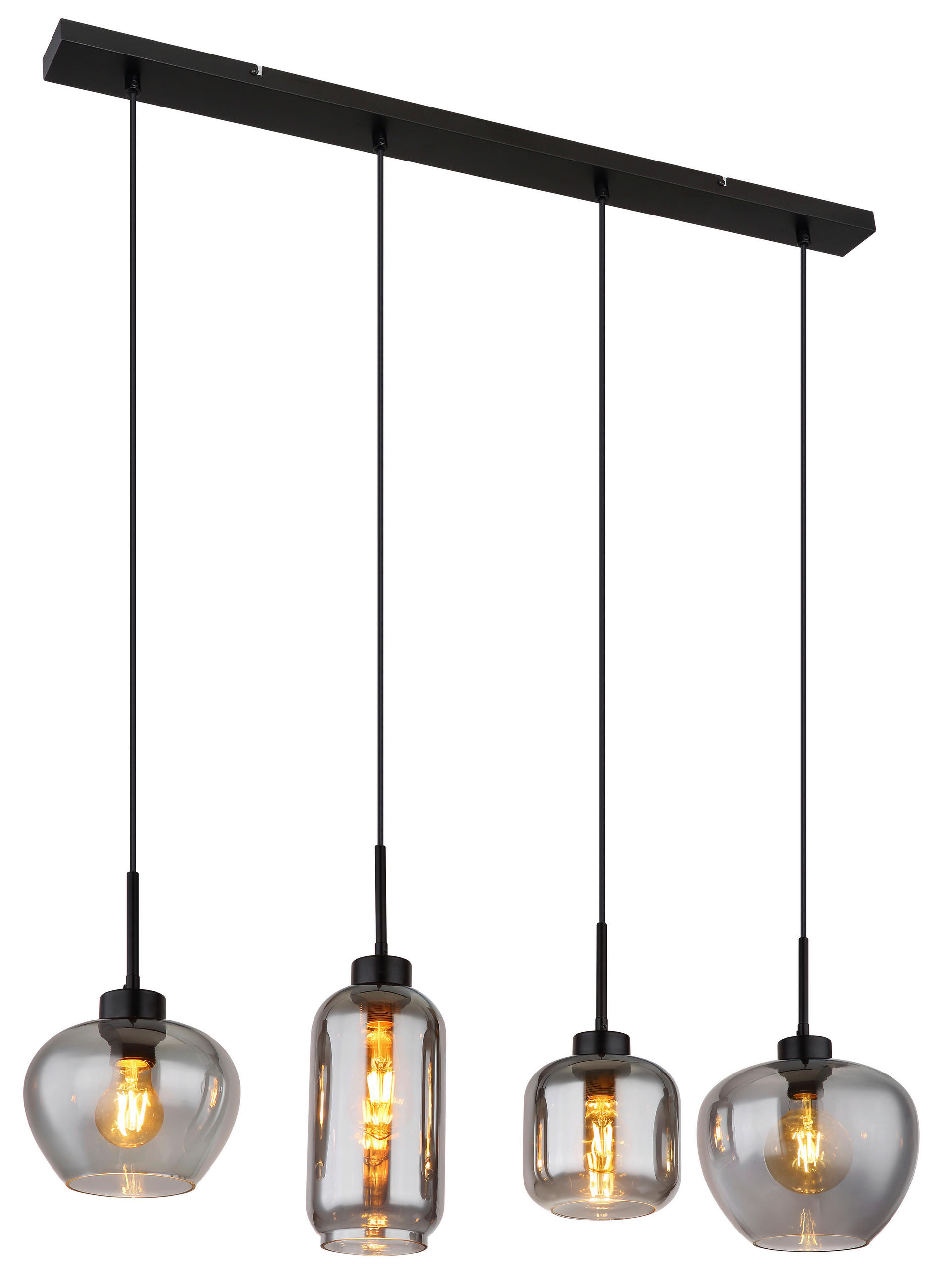 GLOBO Pendelleuchte schwarz Metall B/H/T: ca. 24x120x99,5 cm E27 4 Brennstellen