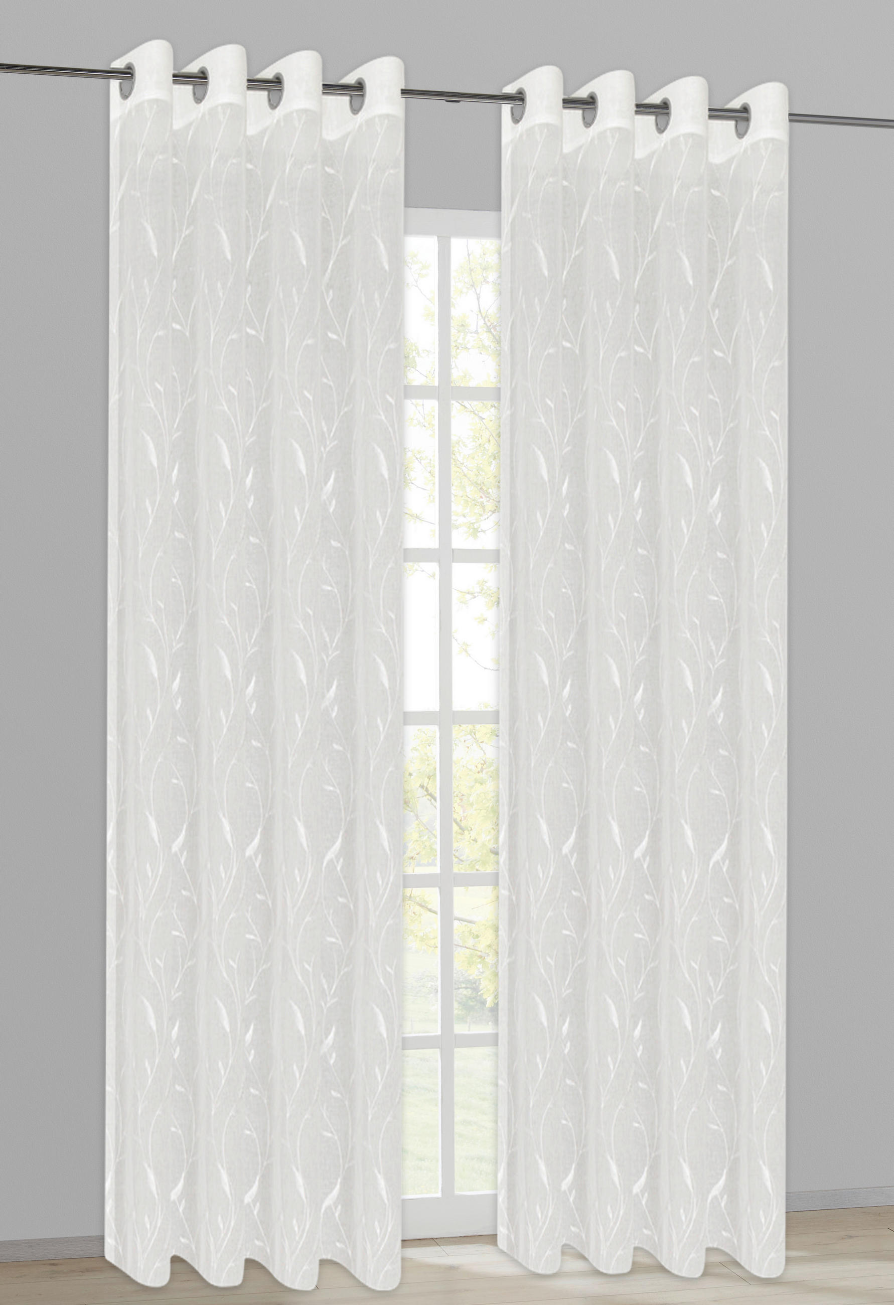 Happy Home Ösenvorhang Blümchen weiß B/L: ca. 140x245 cm