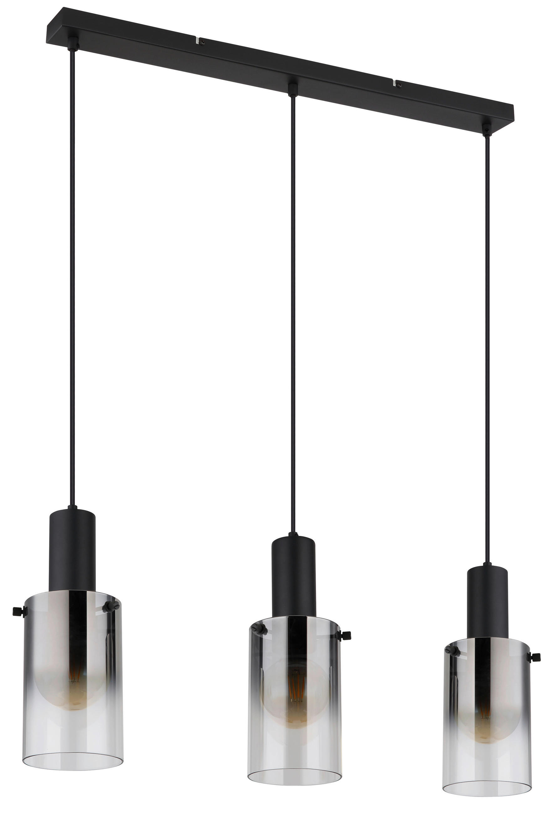 Thumbnail - Pendelleuchte Florentina schwarz Glas Metall B/H/L: ca. 12,5x150x72,5 cm E27 3 Brennstellen