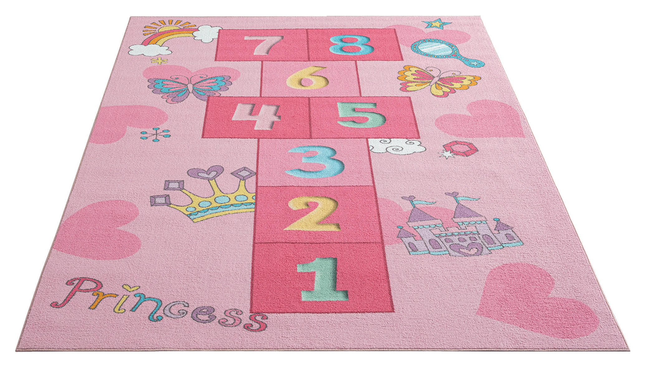 Thumbnail - Merinos Teppich Happy Kids pink B/L: ca. 120x160 cm