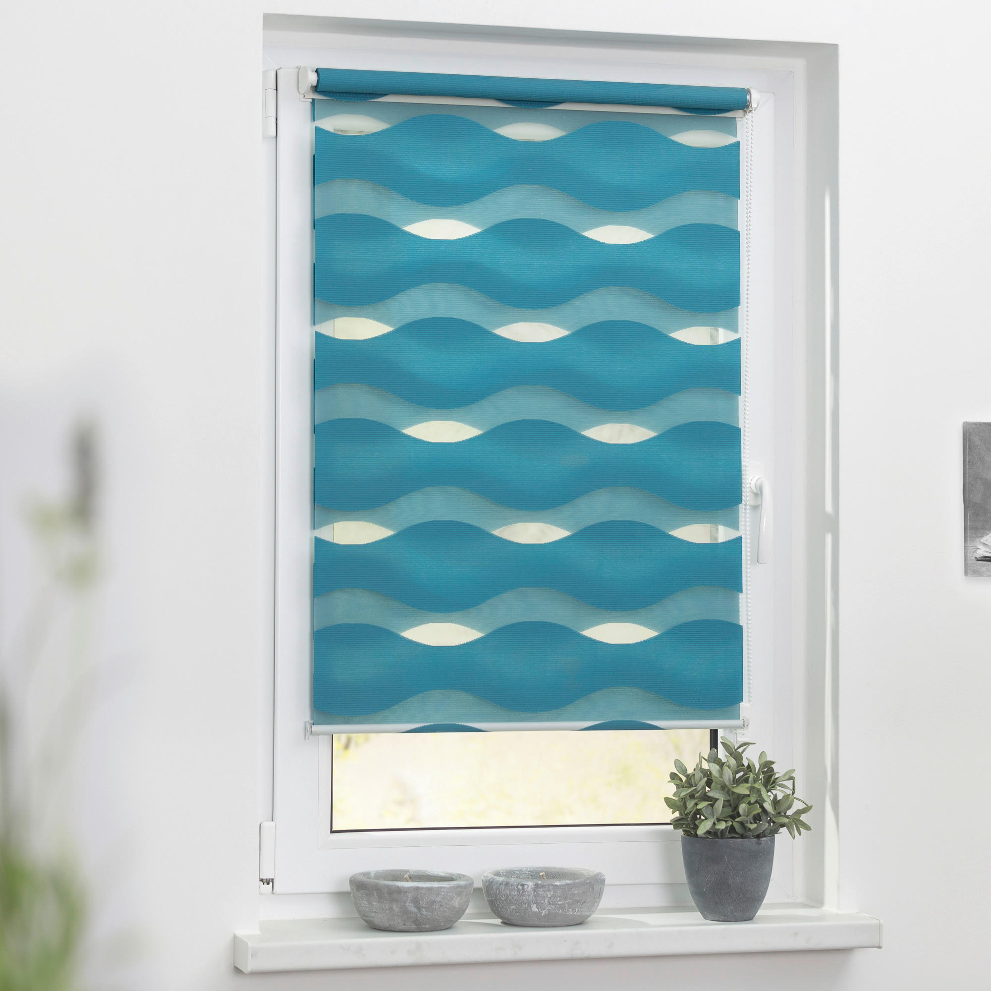 LICHTBLICK Doppelrollo Duo Welle petrol B/L: ca. 60x150 cm