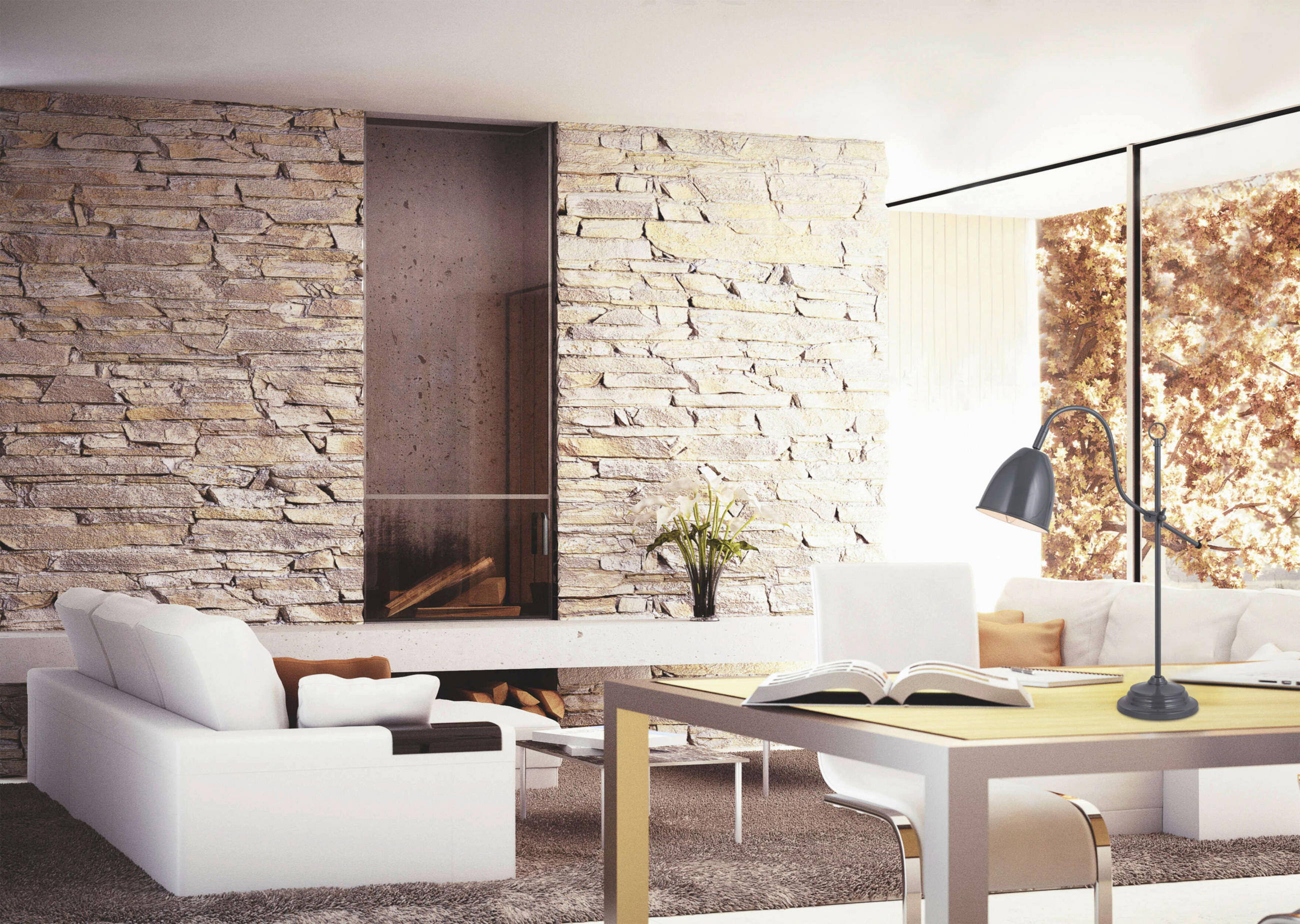 Thumbnail - Näve Leuchten Tischleuchte 3110416 grau Metall B/H/T: ca. 19x53x13 cm E14 1 Brennstellen