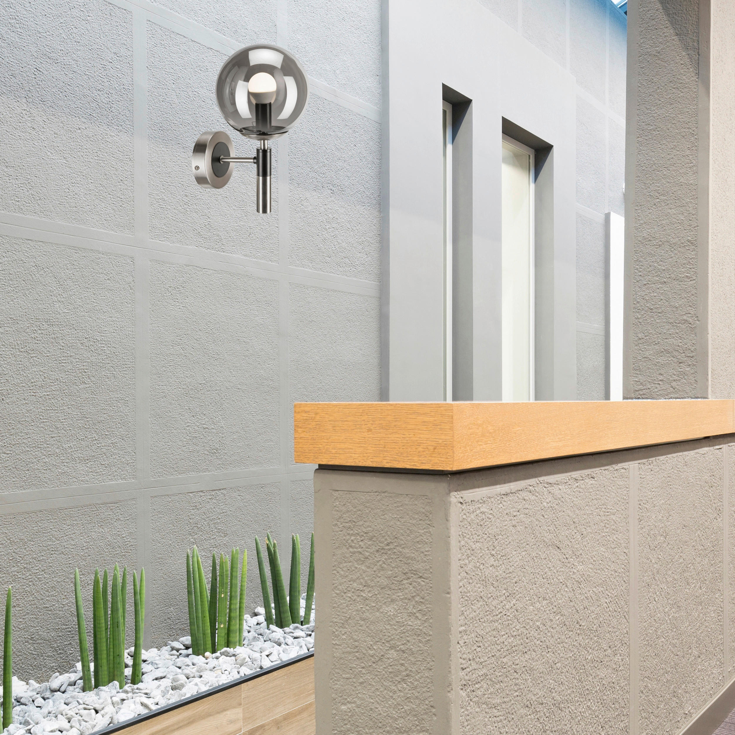 Thumbnail - Lamkur Wandleuchte Chrom Stahl Glas B/H/L: ca. 19x26,5x19 cm E14 1 Brennstellen