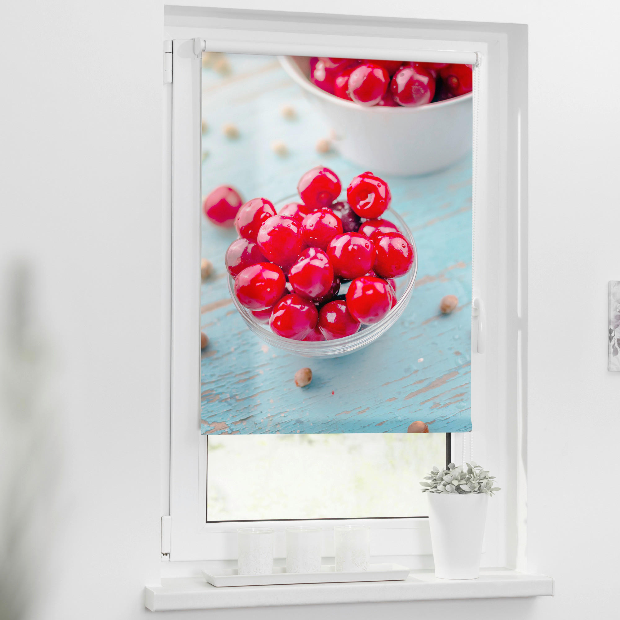 LICHTBLICK Verdunkelungsrollo Kirschen rot B/L: ca. 45x150 cm