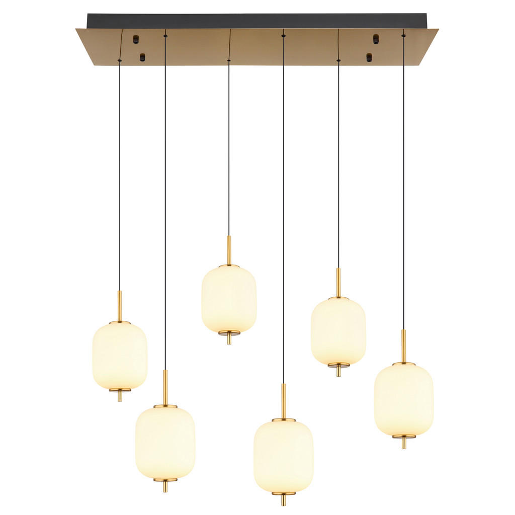 Thumbnail - GLOBO Pendelleuchte messing Metall Glas B/H/T: ca. 28,5x150x78 cm 1.0 Brennstellen