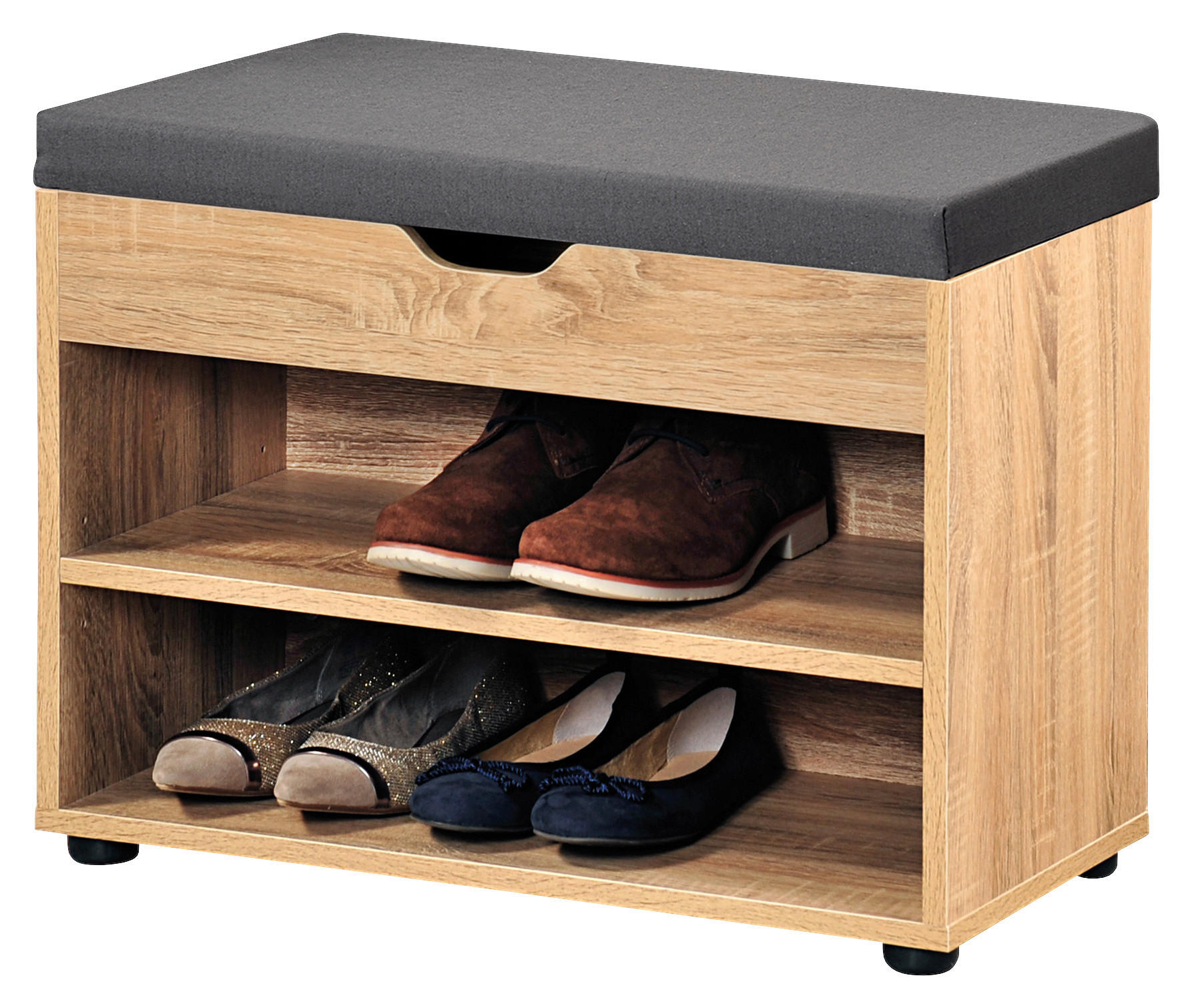 Thumbnail - Kesper Schuhschrank mit Sitzkissen Eiche Spanplatte B/H/L: ca. 30x45x60 cm