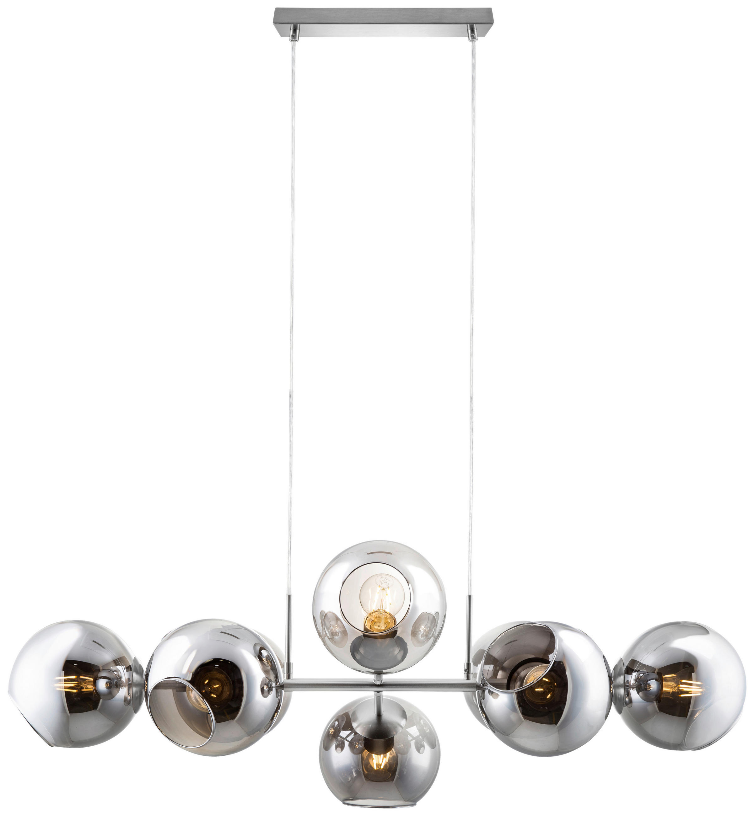 Nowa Pendelleuchte 31240802 nickel matt Rauchglas Metall B/H/T: ca. 100x150x38 cm E27 8 Brennstellen