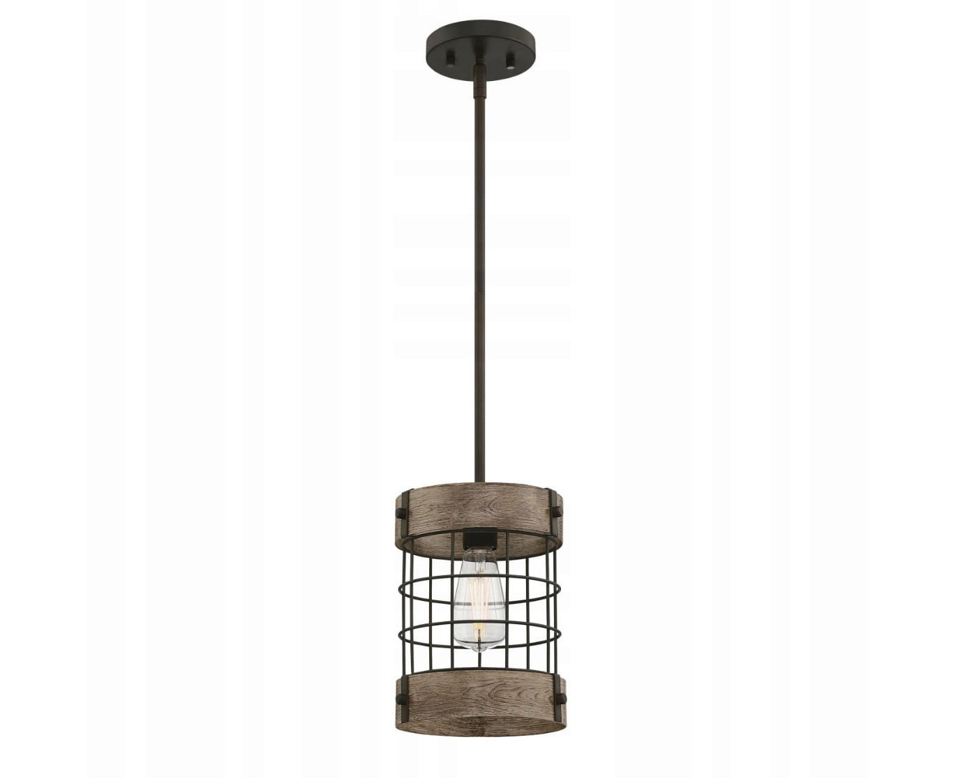 Westinghouse Pendelleuchte Langston bronze Holz Metall B/H/L: ca. 19x104x19 cm E27 1 Brennstellen