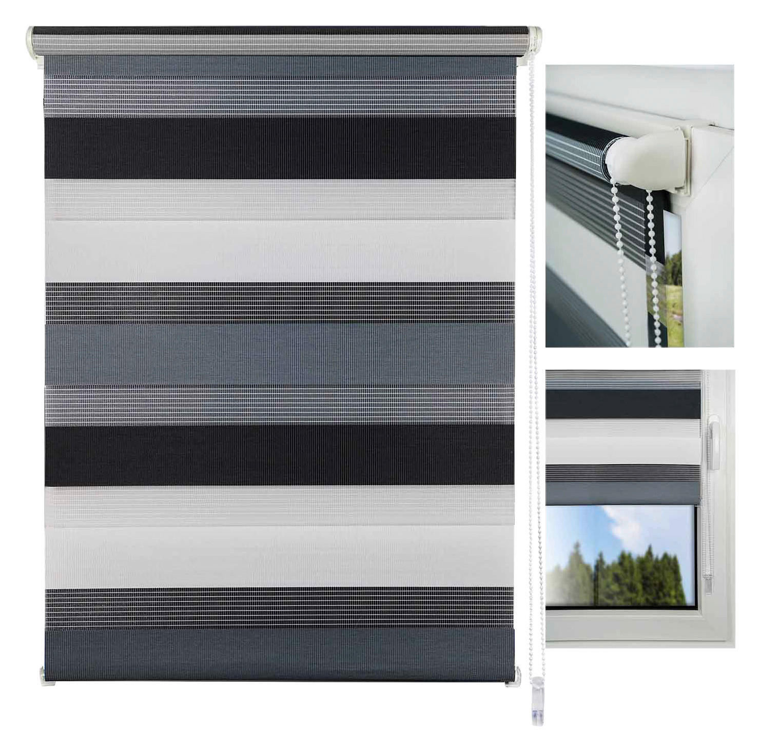 Thumbnail - Doppelrollo Just-Triple grau B/L: ca. 140x160 cm