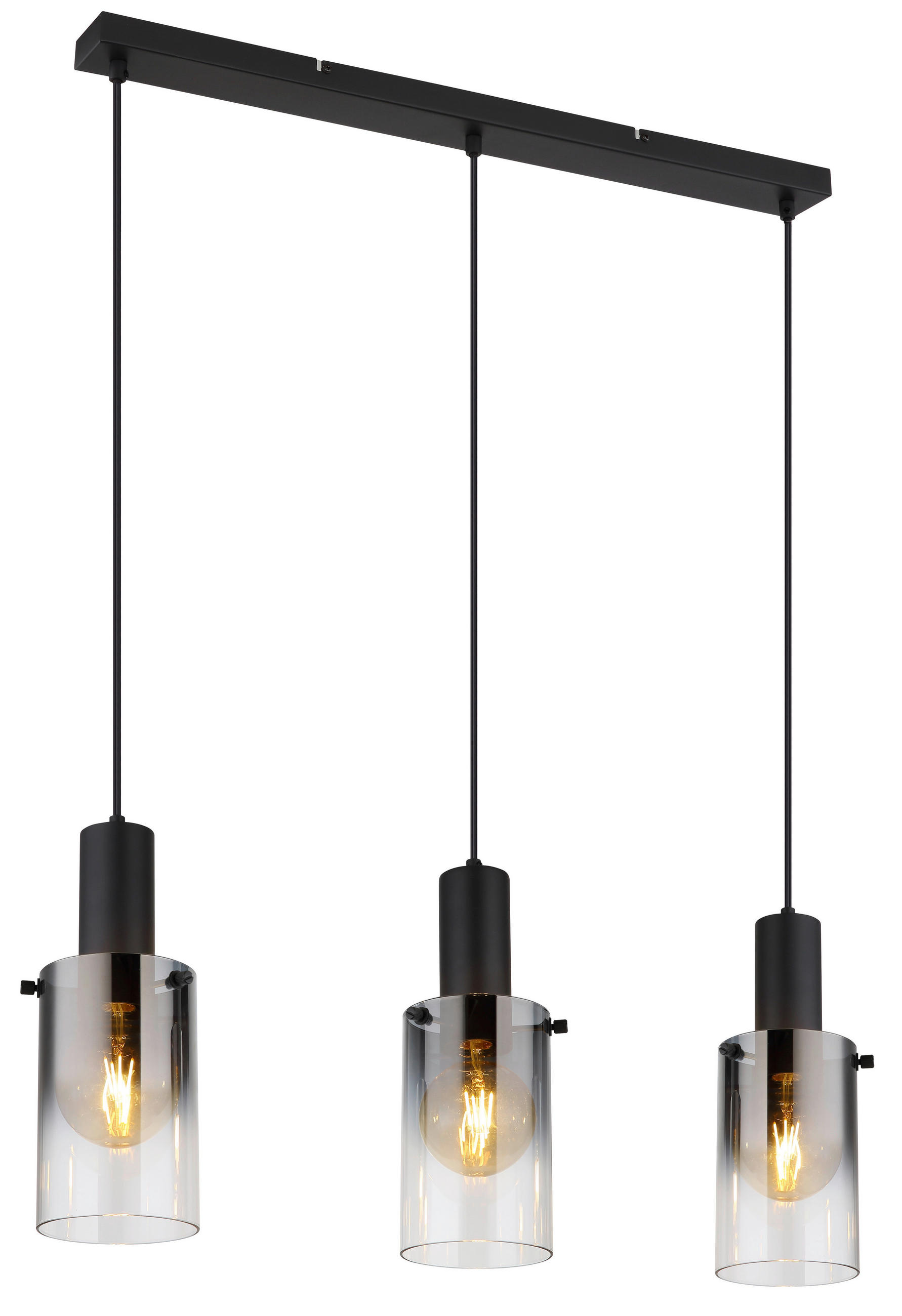 Thumbnail - Pendelleuchte Florentina schwarz Glas Metall B/H/L: ca. 12,5x150x72,5 cm E27 3 Brennstellen
