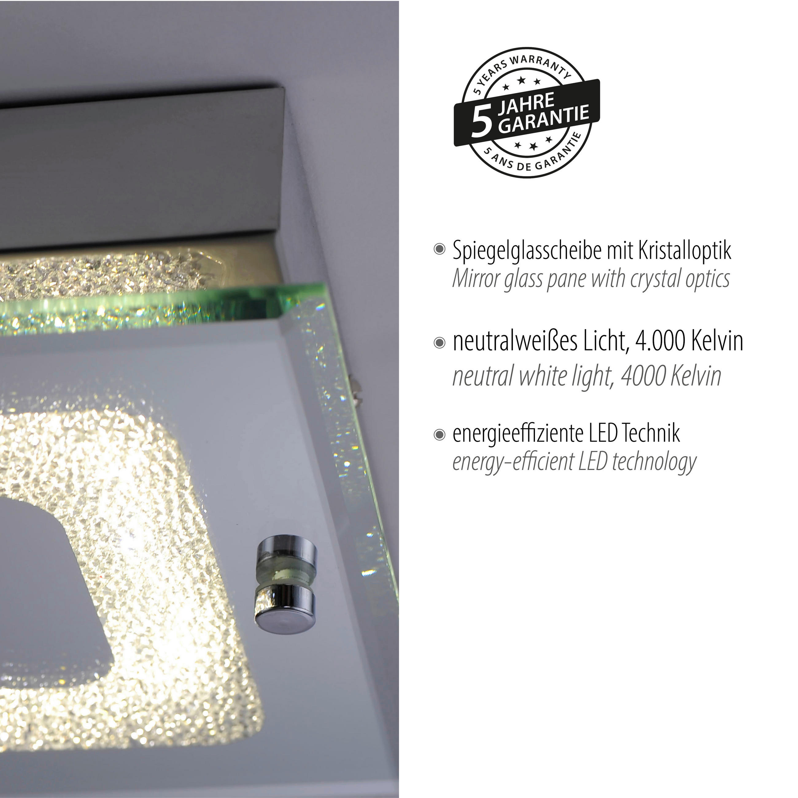 Thumbnail - Just Light LED-Deckenleuchte LISA 11570-17 Chrom klar Metall Glas B/H/T: ca. 18x5,8x18 cm 1 Brennstellen