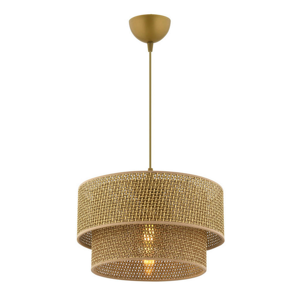 Thumbnail - Opviq Pendelleuchte Echo beige Baumwolle B/H/T/L/D: ca. 30x65x30x30x30 cm E27 1 Brennstellen