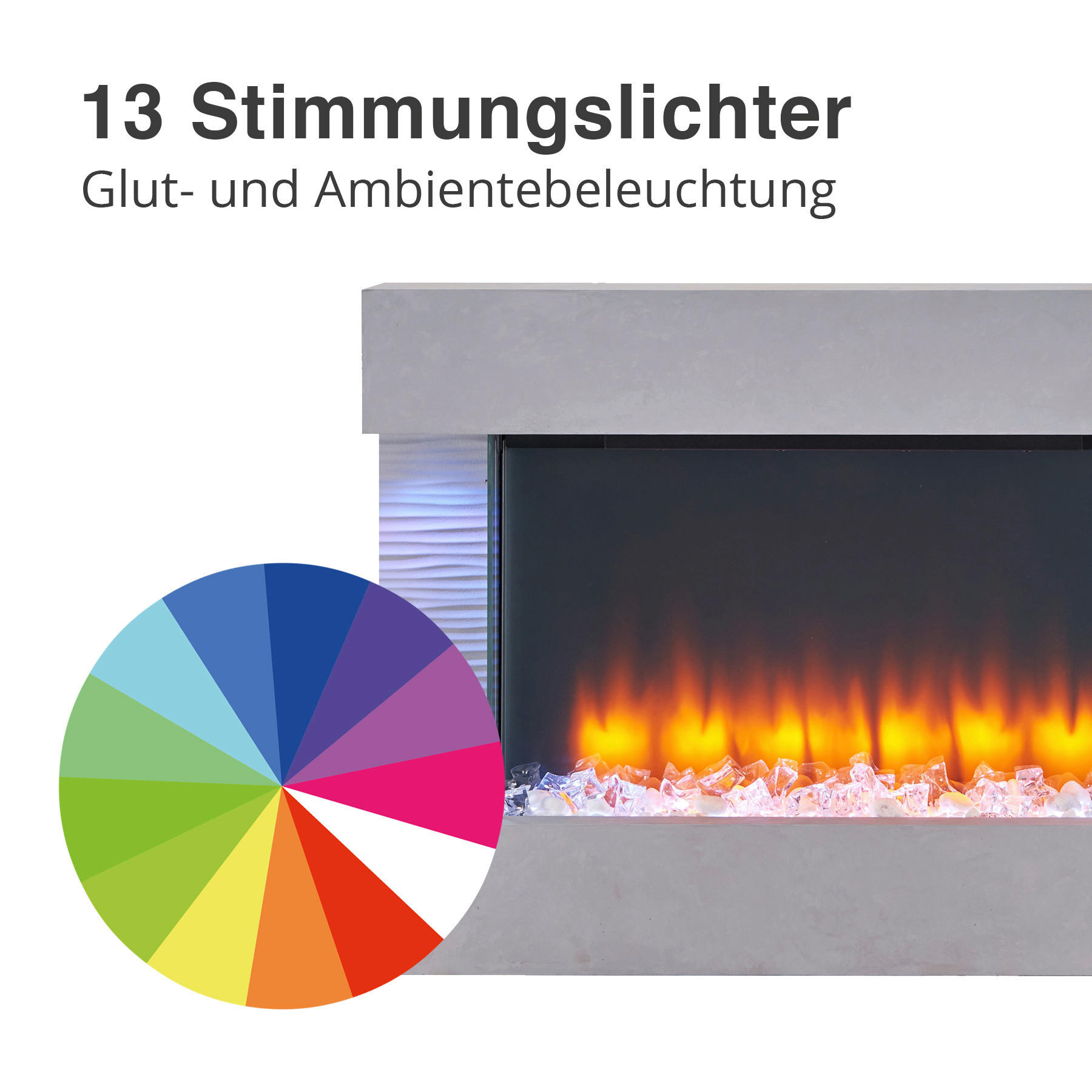 Thumbnail - Balderia Wandkamin Elektrischer-Kamin Aidan grau MDF B/H/T: ca. 623x100x24 cm