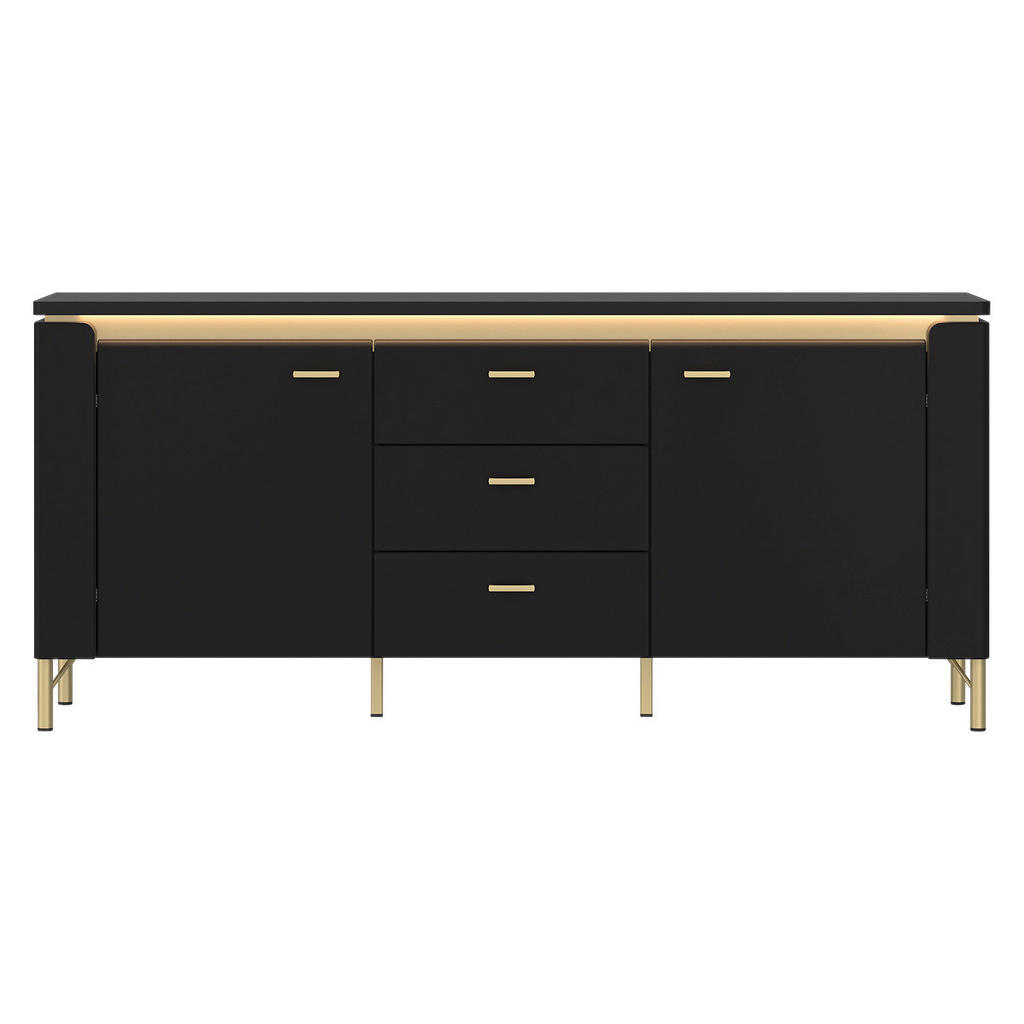 Thumbnail - Lowboard Norica schwarz matt gold Optik B/H/T: ca. 155x70x40 cm