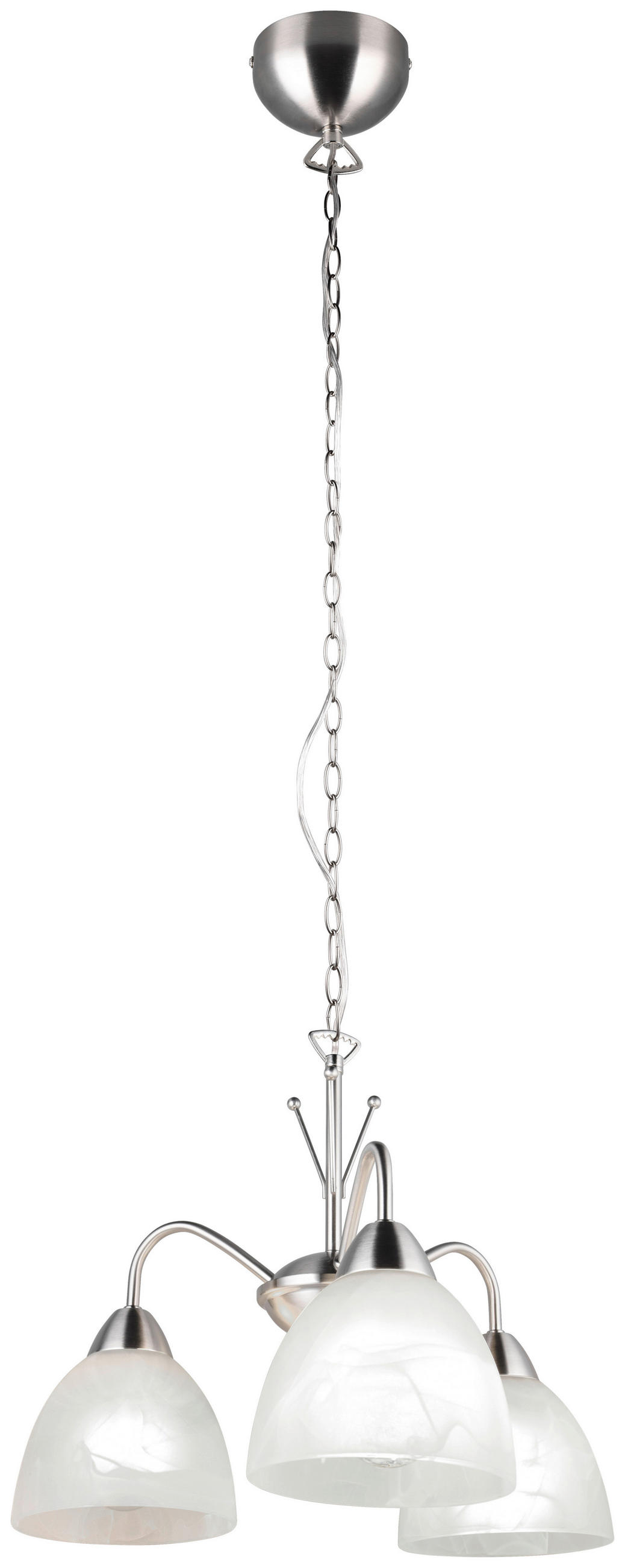 Reality Pendelleuchte Dobby nickel weiß Glas PVC Metall H/D: ca. 150x43 cm E27 3 Brennstellen