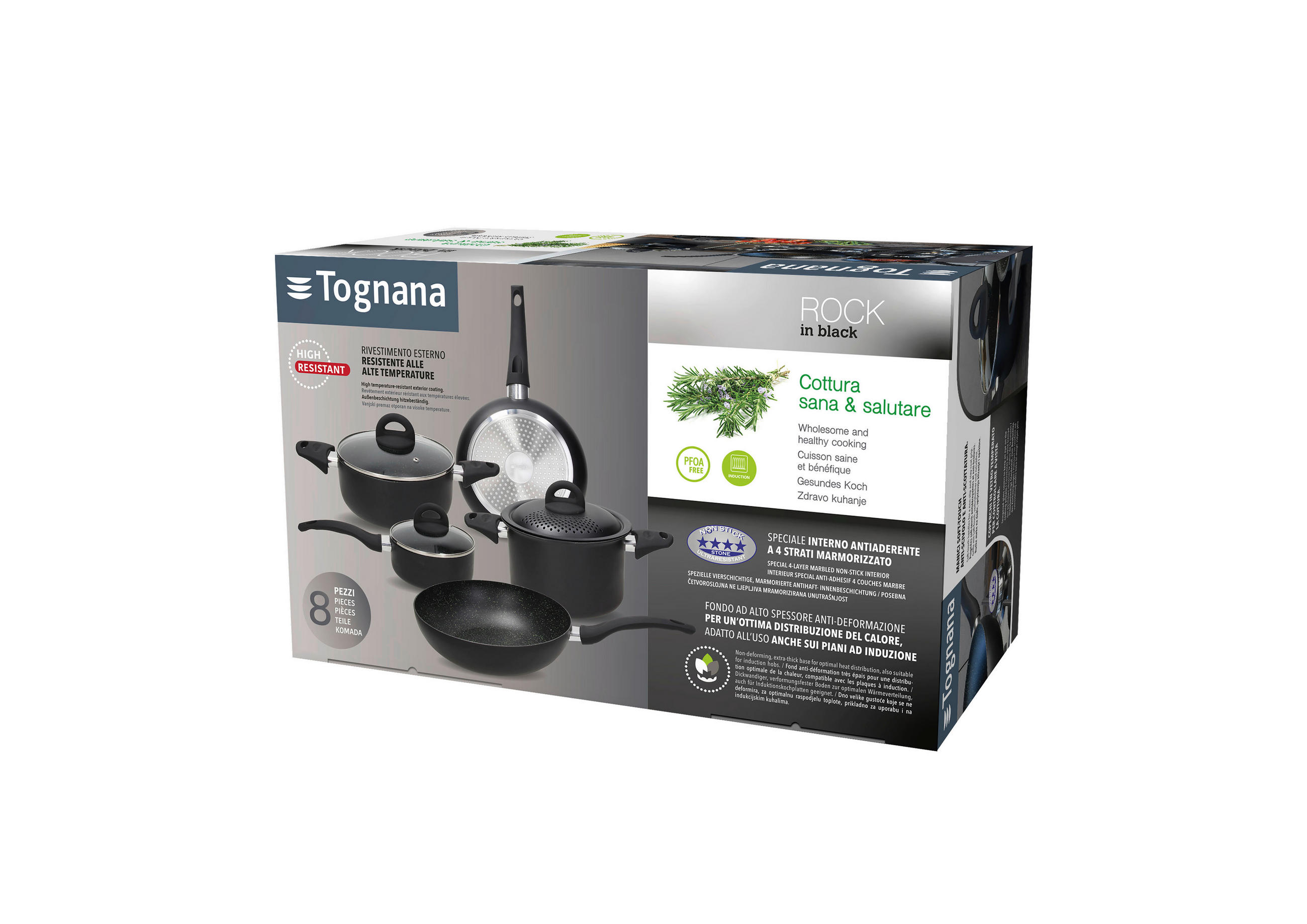 Thumbnail - TOGNANA Topfset Grancucina Rock Black schwarz Aluminium 8 tlg.