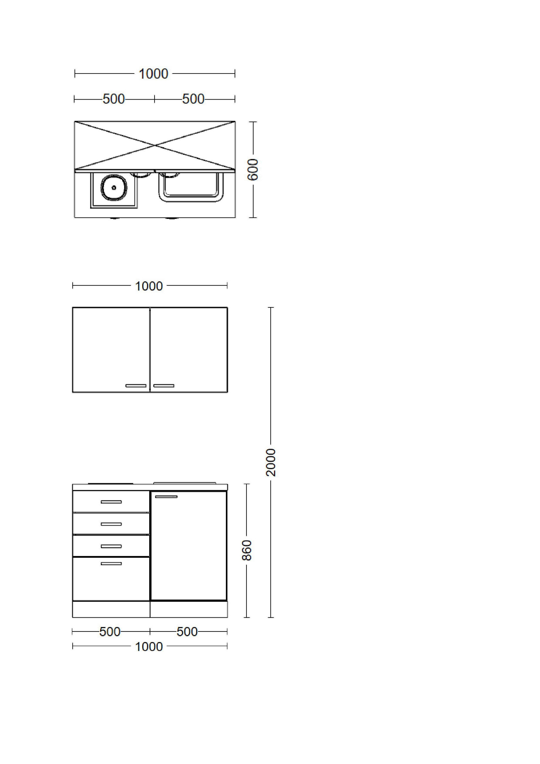 Thumbnail - Küchenblock Elva anthrazit B/H/T: ca. 100x200x60 cm