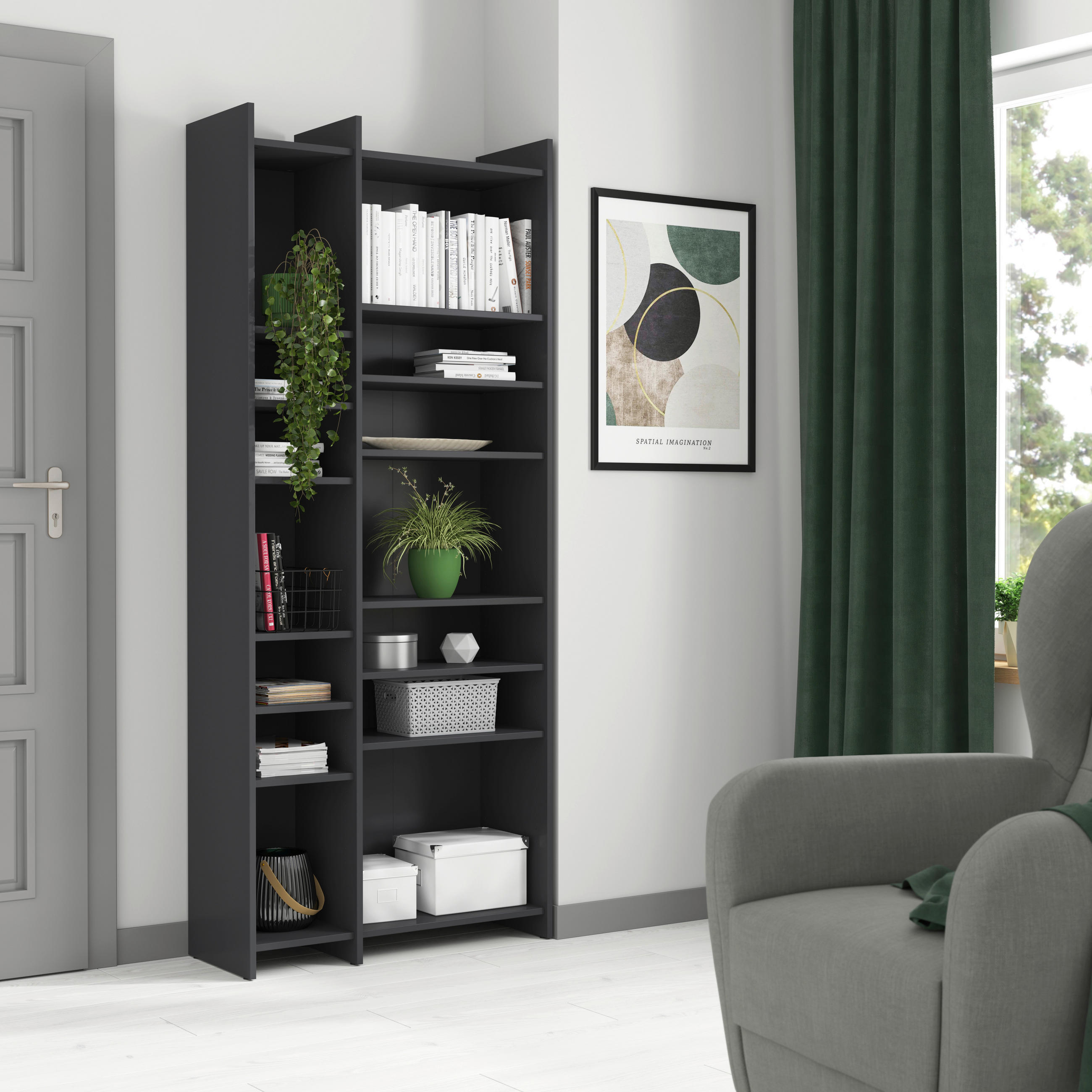 Thumbnail - Regal Samy anthrazit B/H/T: ca. 80x191x32 cm