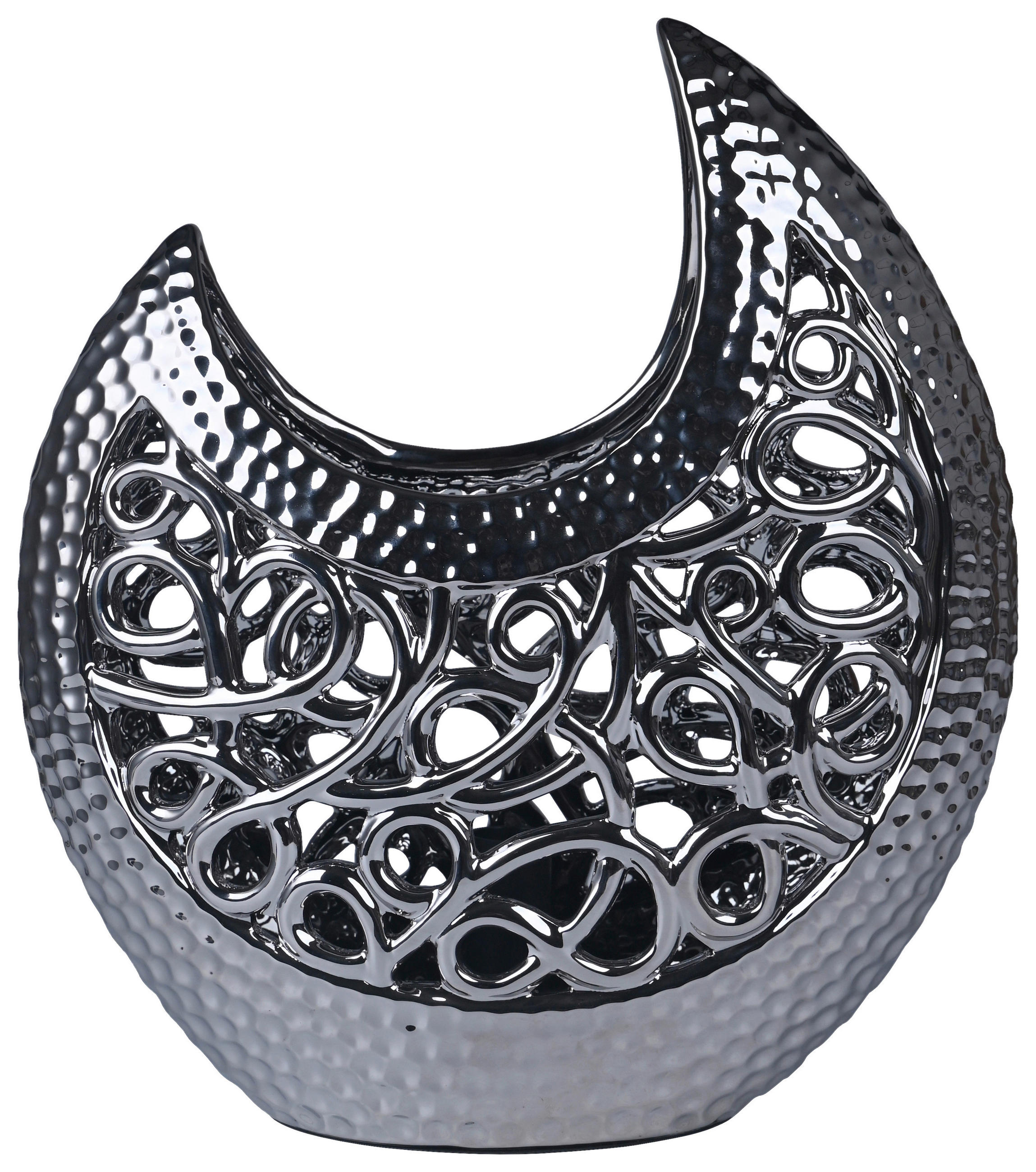 POCOline Keramik_Tischleuchte Adelina silber Keramik B/H/L: ca. 16x36x30 cm E14 1 Brennstellen