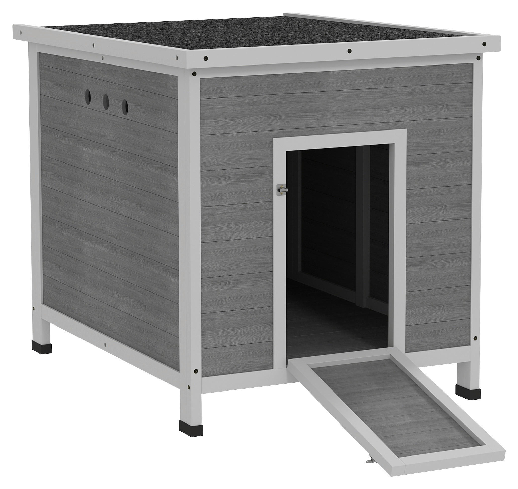 PawHut Entenhaus hellgrau Holz B/H/L: ca. 82x76x63 cm