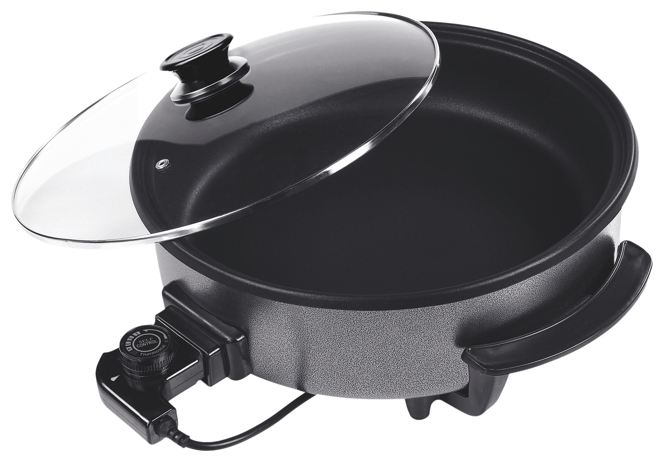 SCHÄFER Elektrische Multipfanne 20370 schwarz Metall Glas H/D: ca. 11x42 cm