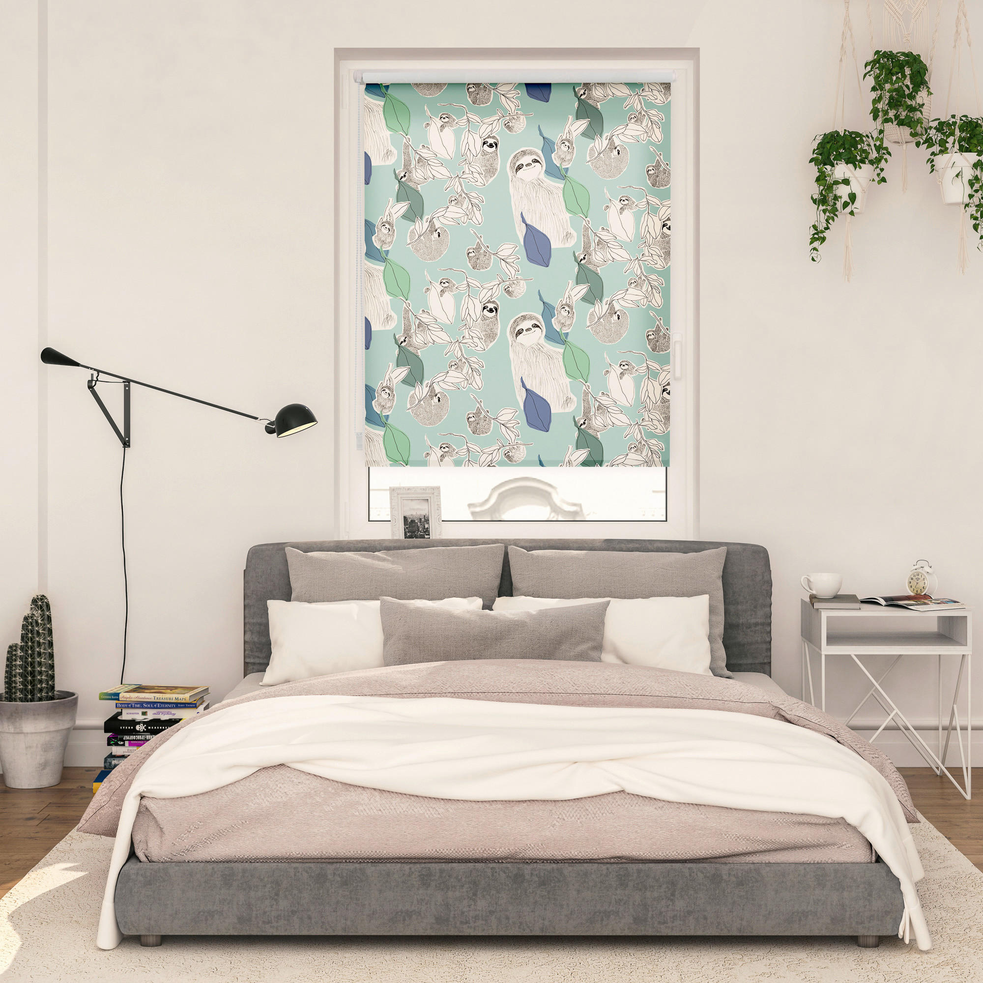 LICHTBLICK Rollo Sloths on Turquoise grün B/L: ca. 60x150 cm