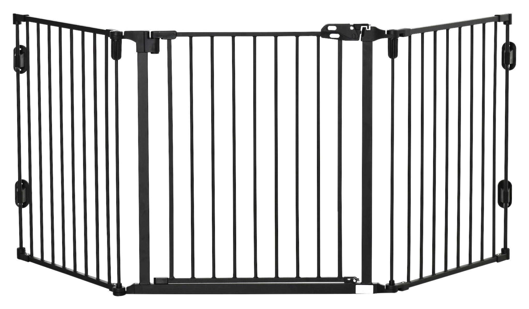 PawHut Hunde-Schutzgitter schwarz Kunststoff B/H/L: ca. 2x202,5x76 cm