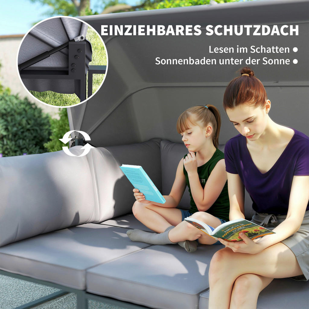 Thumbnail - Outsunny Gartenmöbel-Set grau Stahl B/H/L: ca. 63x142x180 cm