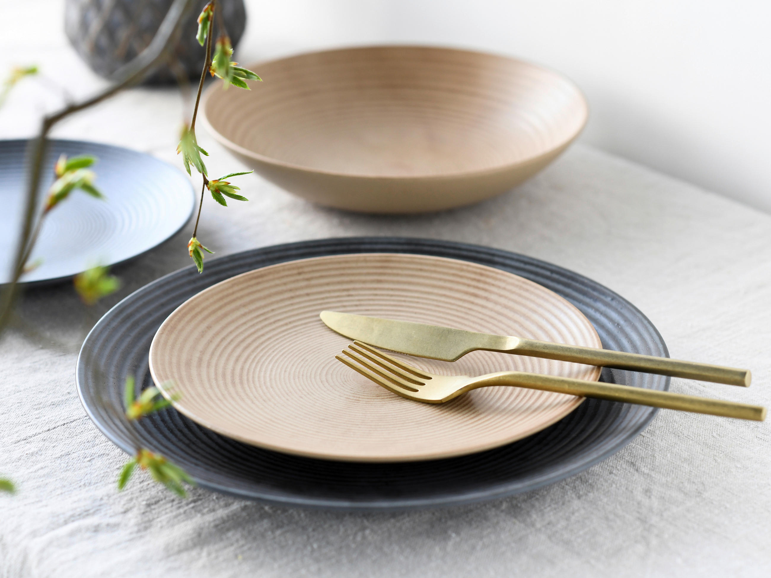 Thumbnail - CreaTable Tafelservice Catania Mix anthrazit Steinzeug 12 tlg.