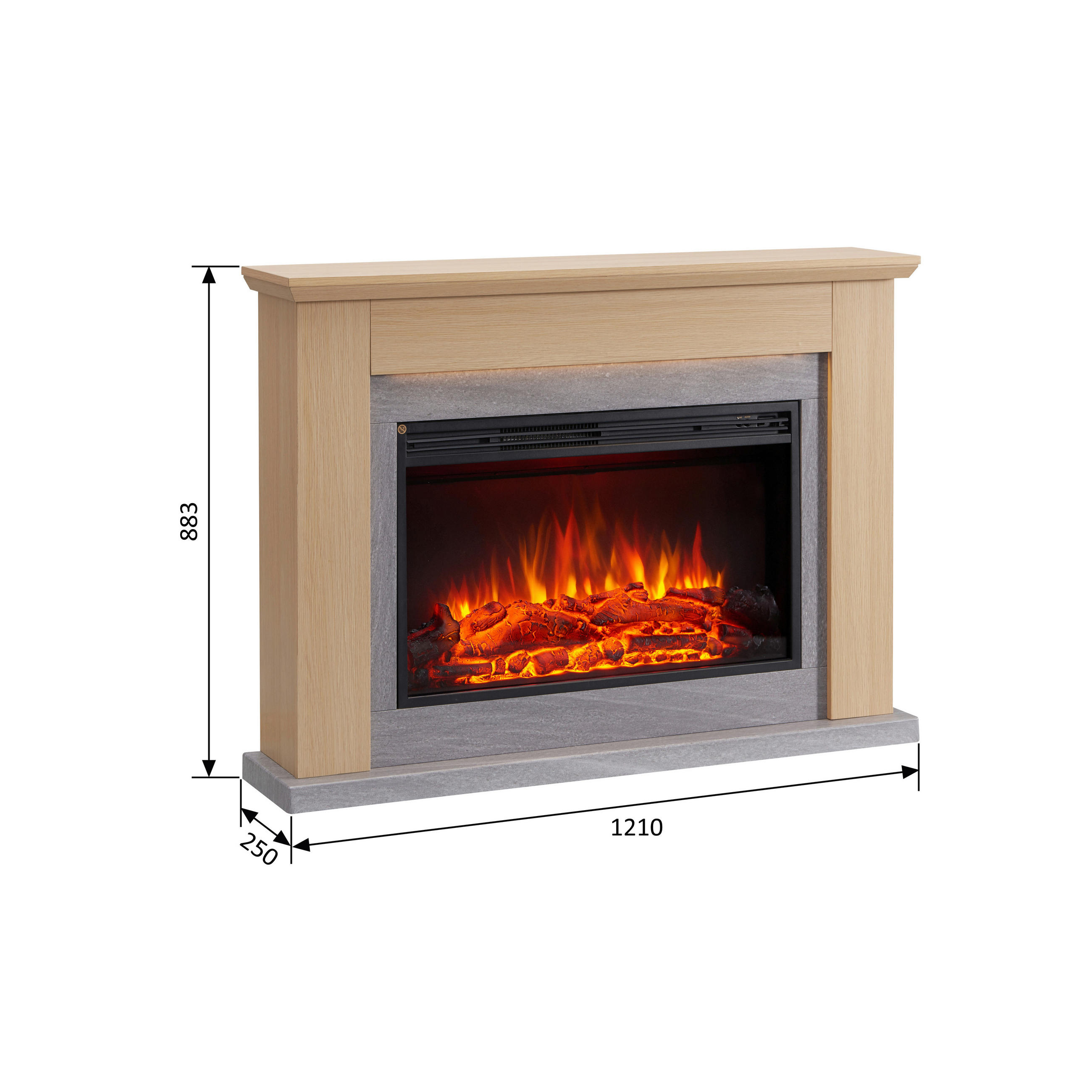 Thumbnail - Balderia Elektrischer Kamin Typhon hellbraun MDF Metall B/H/T: ca. 121x88,3x25 cm ca. 2000 W