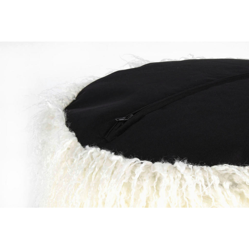 Thumbnail - 360 Living Hocker Bobtail 100 weiß pink Kord Kunstfell Styropor H/D: ca. 38x45 cm